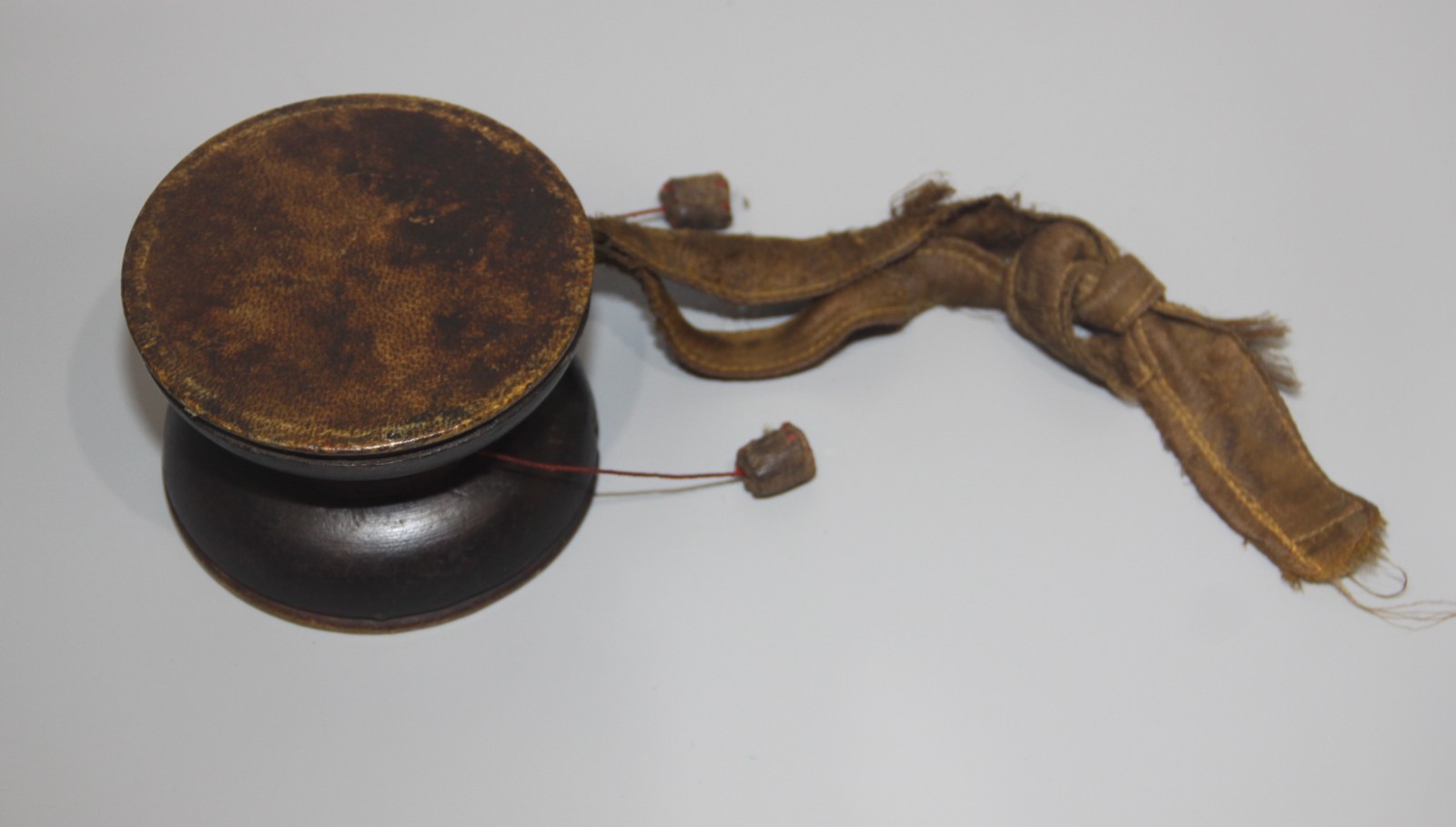 Wonderful Tibet 18th Century Old Antique Buddhist Wooden Drum Damaru Tambourine