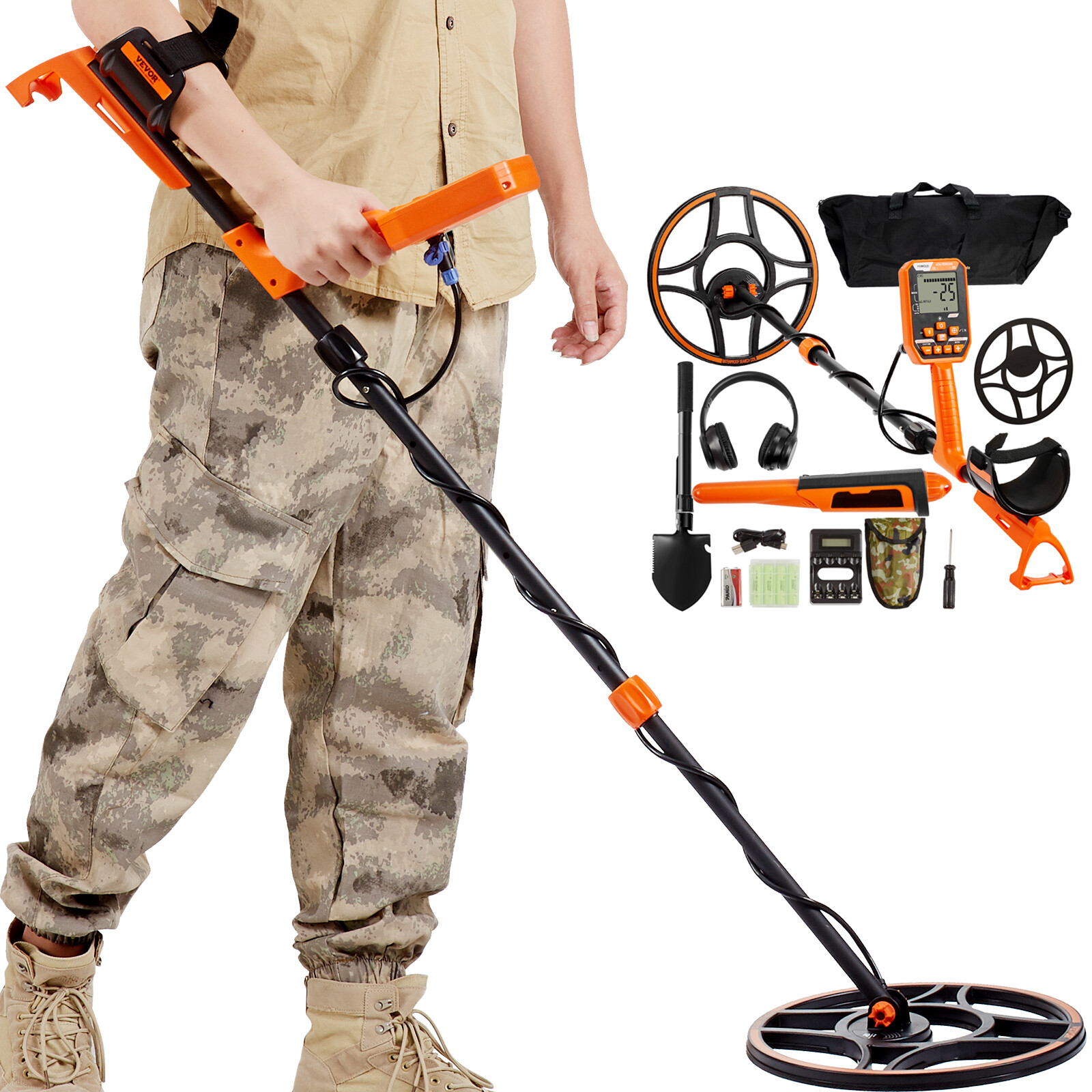 LCD Display Metal Detector 12 inch Coil Gold Digger Hunter IP68 Waterproof