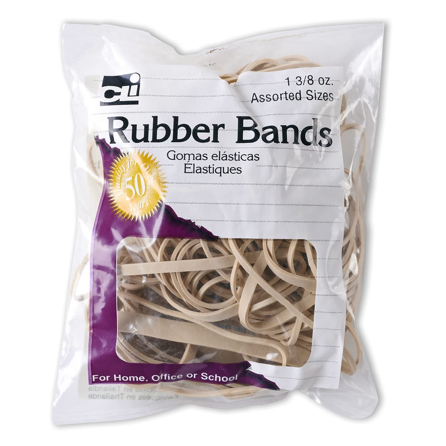 Charles Leonard Rubber Bands 3/8 Ounce Bags Amber Assorted Sizes 56381