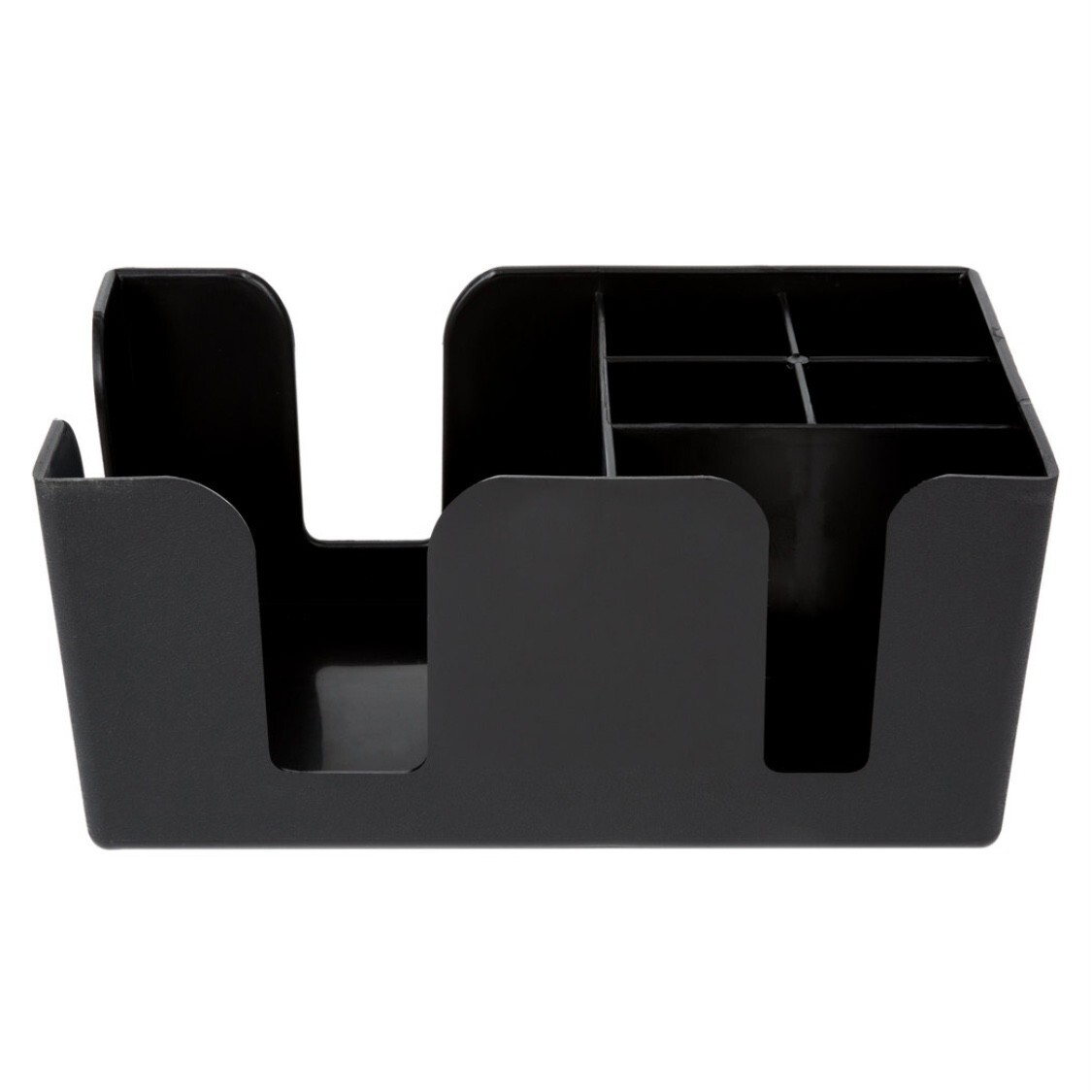 Black Plastic Bar Caddy Utensil Caddy/Holder for Napkin & Straw 6 Compartments
