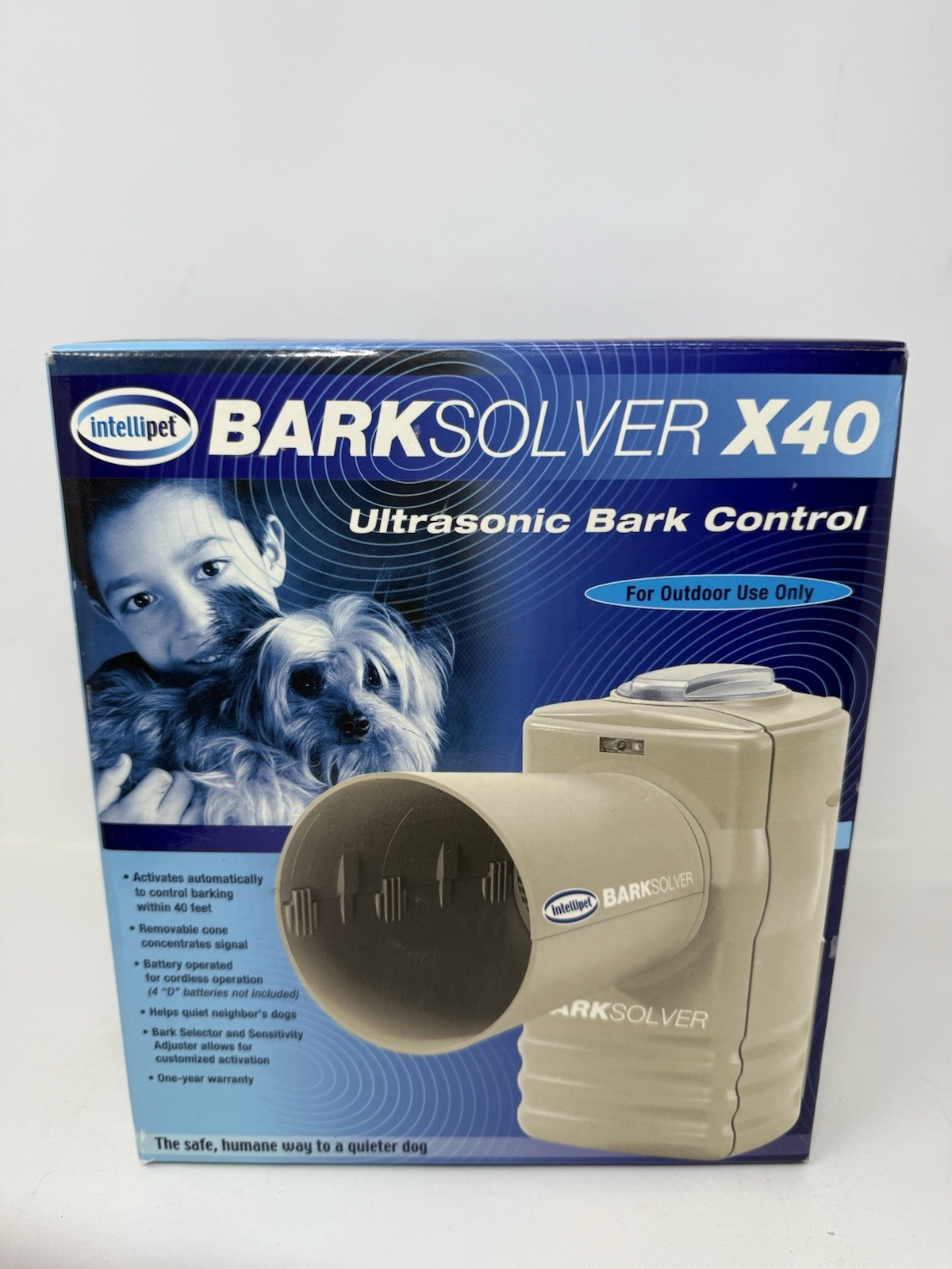 Intellipet Bark Solver x40 Ultrasonic Outdoor Dog Bark Control ~ Open Box *Read