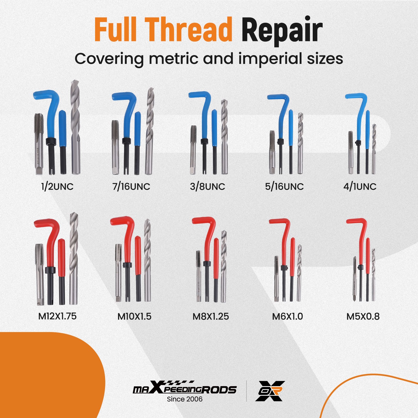 320X Helicoil Thread Repair Kit 320-Piece SAE and Metric Rethreading Tool Kit