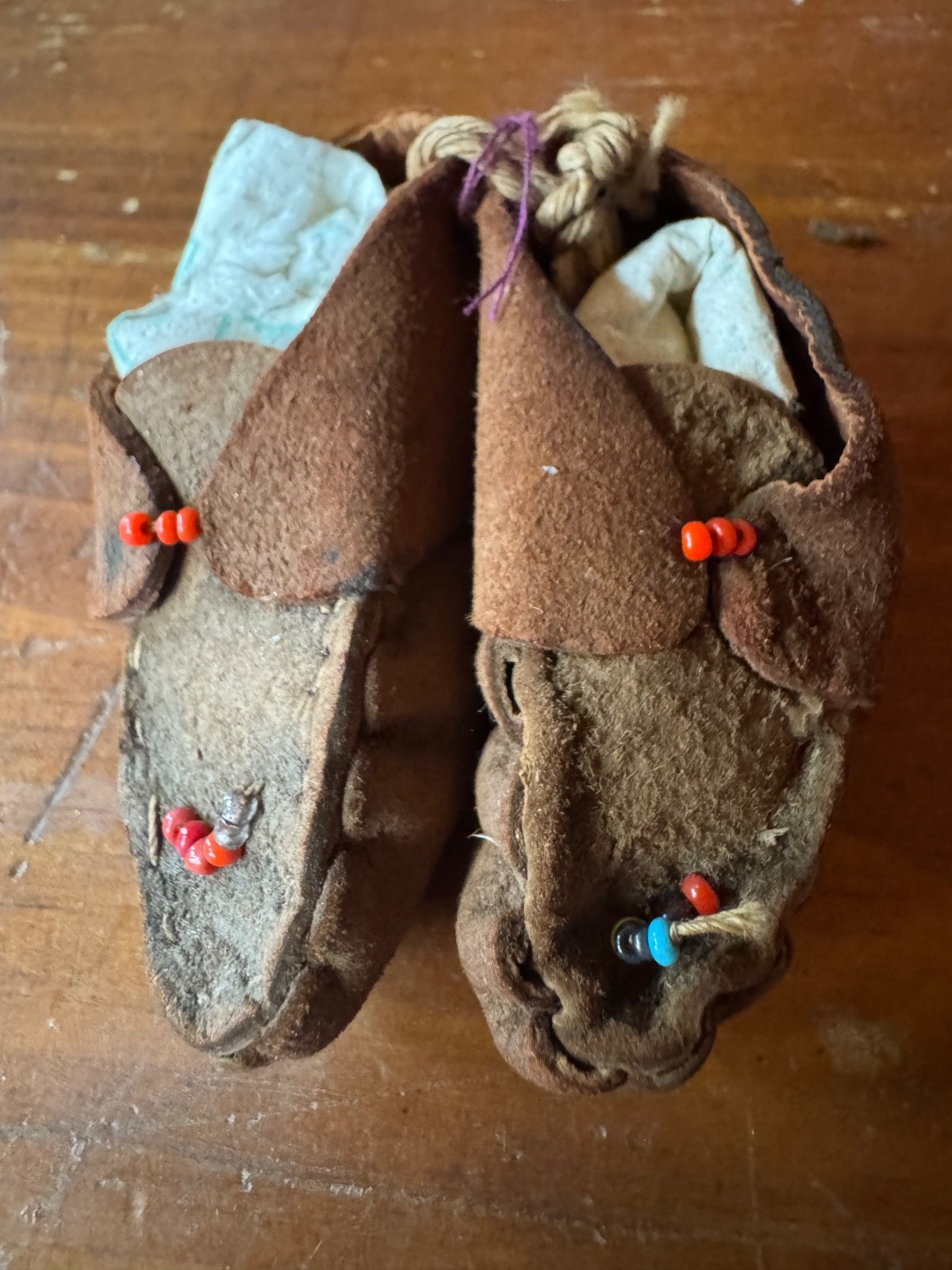 Antique Vintage Native American Beaded Moccasins Doll or Infant