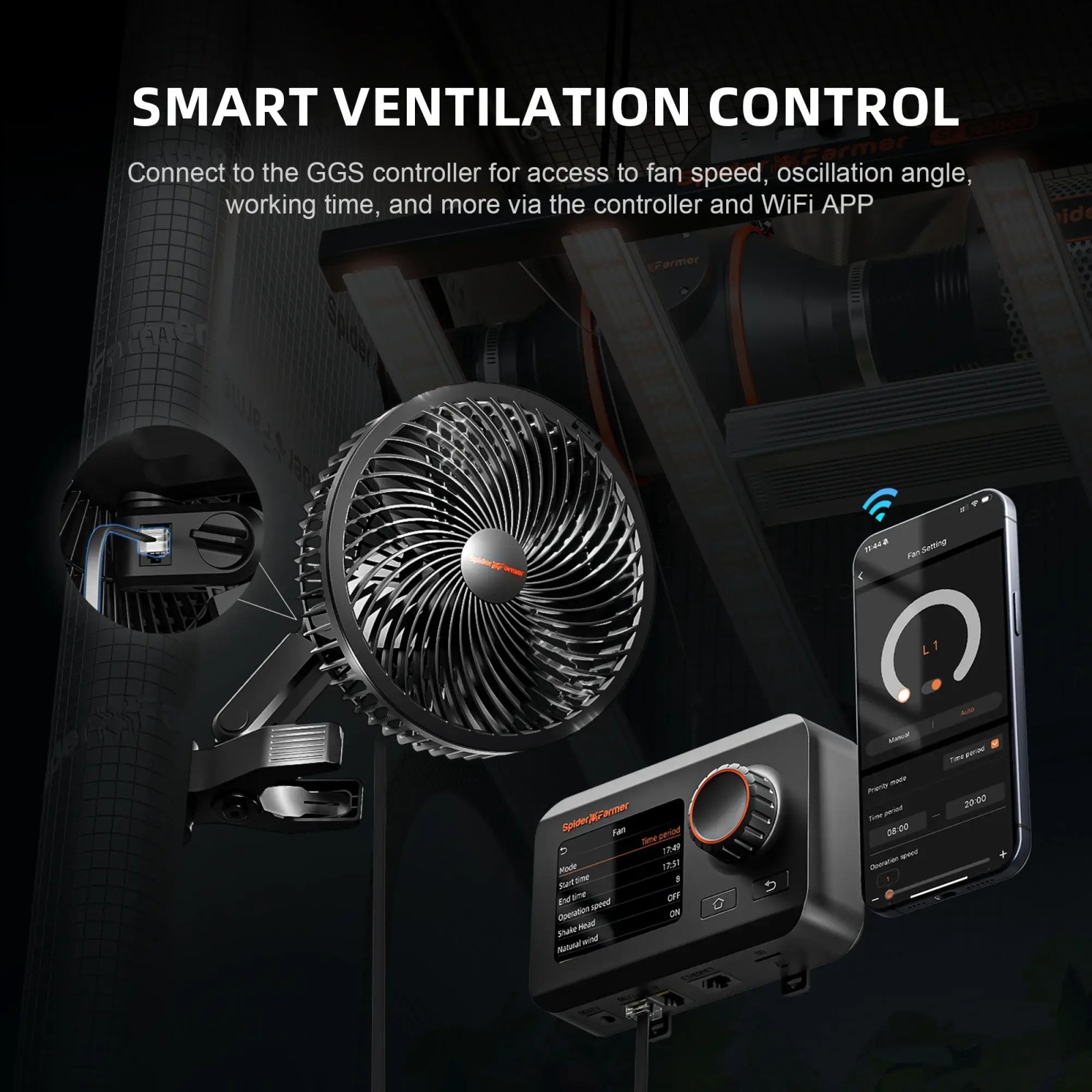 2025 Spider Farmer 3x3ft Smart Grow Tent Kit 300W LED+GGS+Clip fan,Wifi-Control