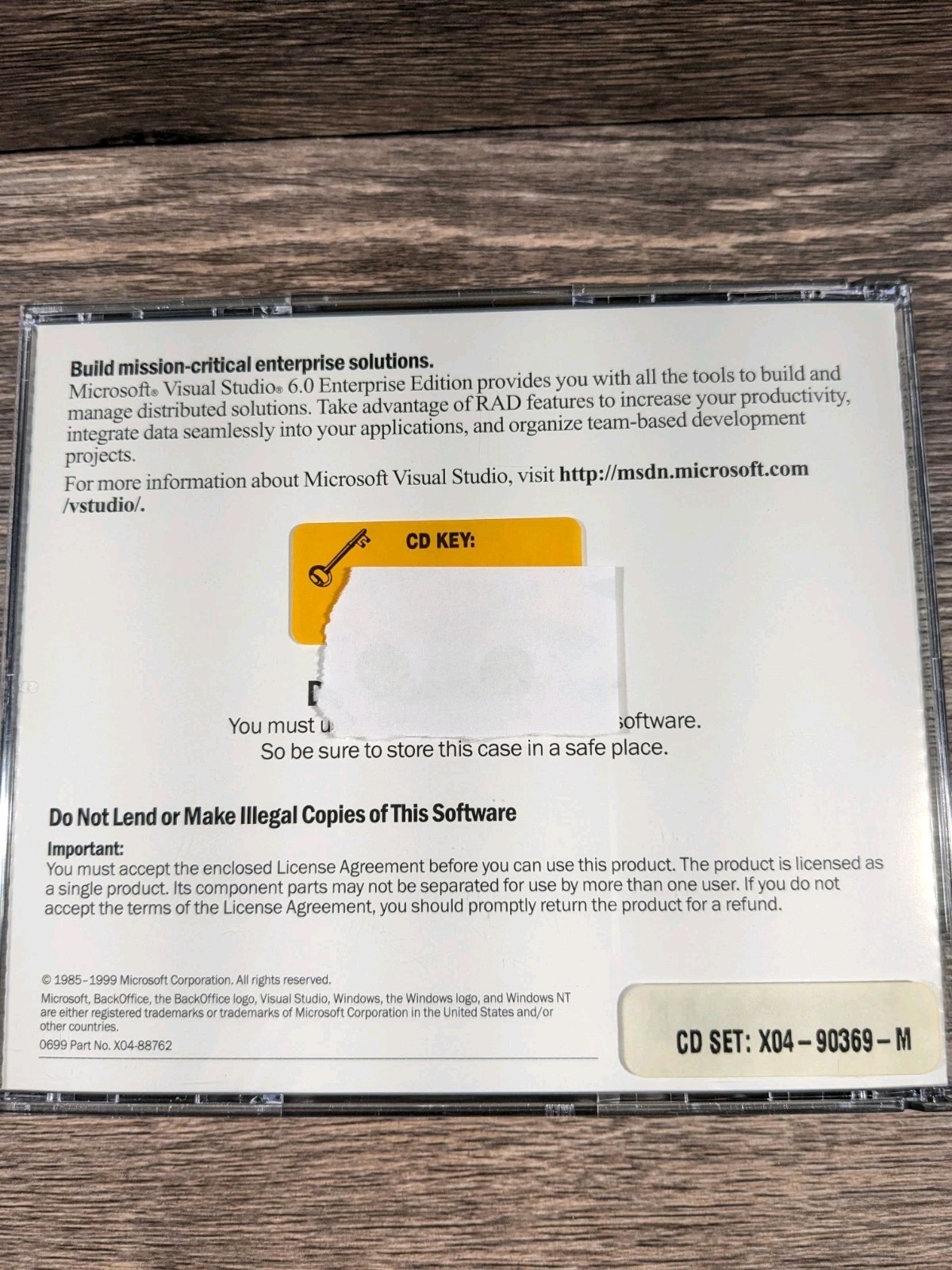 Microsoft Visual Studio 6.0 Enterprise Edition 628-00404 Retail Box Complete NOB