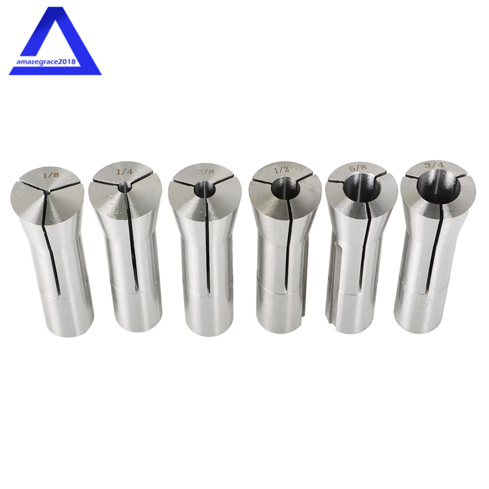 6Pcs 1/8" 1/4" 3/8" 1/2" 5/8" 3/4" Precision R8 Collet Set Mill Chuck Holder Kit