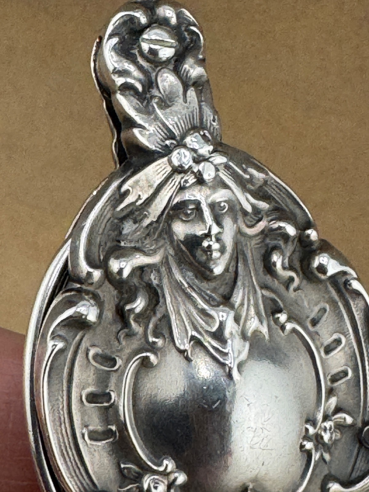 Unger Brothers Sterling Silver Art Nouveau Lorgnette Devil Male Figure 5.25"