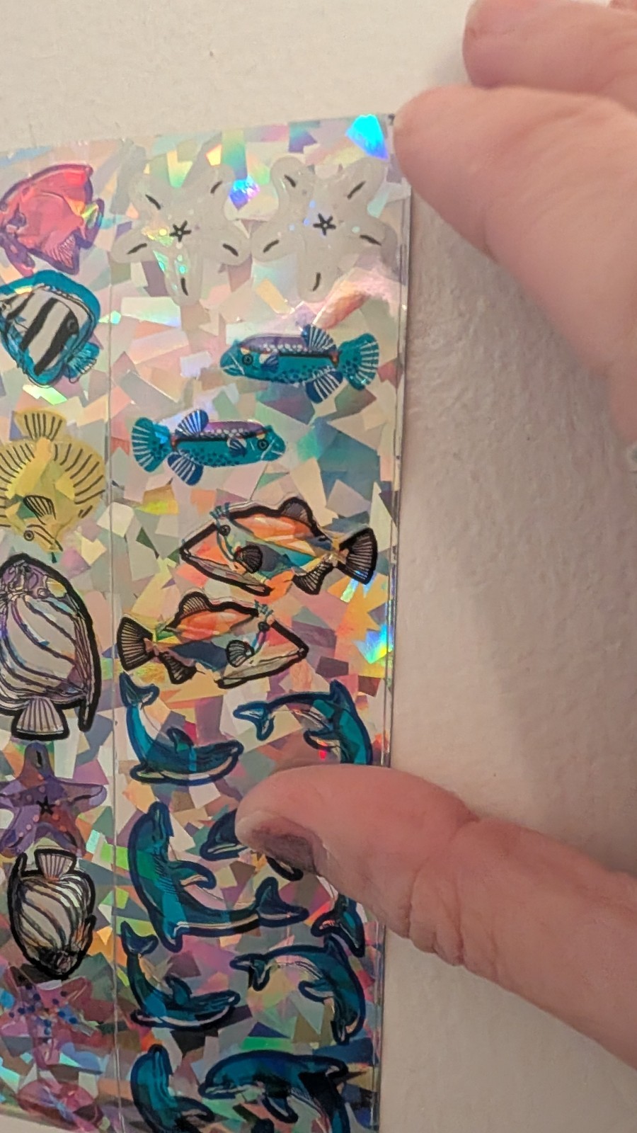 Vintage Stickers Early Sandylion ?? Prism Dolphins Fish Starfish Large Sheet