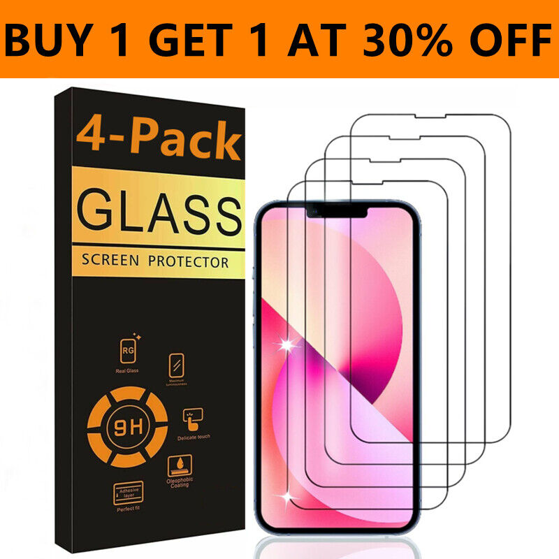 4 PACK For iPhone 17 16 15 14 13 12 11 Pro Max Tempered Glass Screen Protector