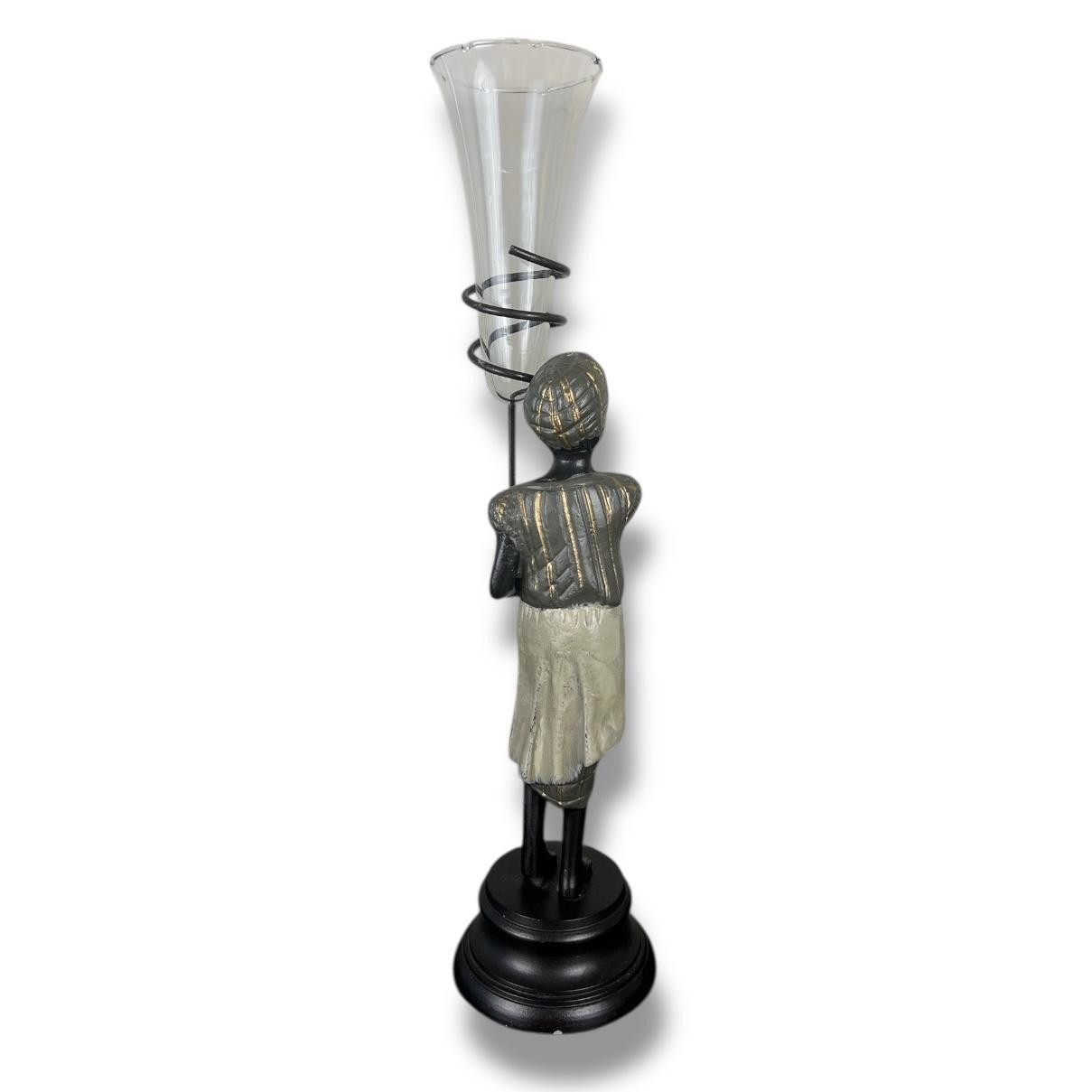 Bronze Blackamoor Nubian Statue Candle Holder Art Deco Hollywood Regency