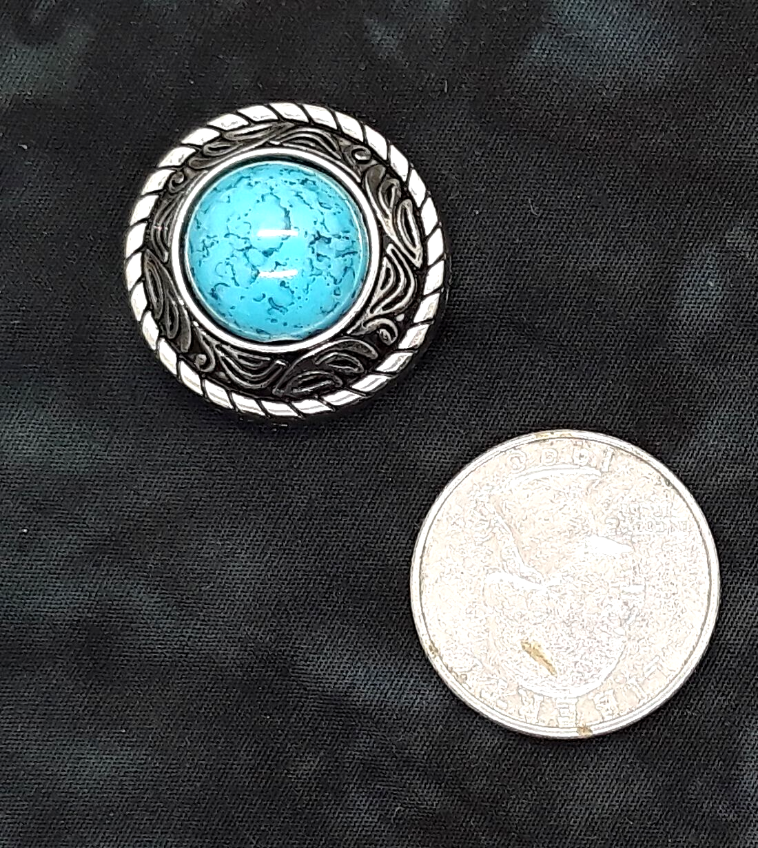 Western Style Large Bead Faux Turquoise Metal Alloy Conchos 1 Inch Five Count