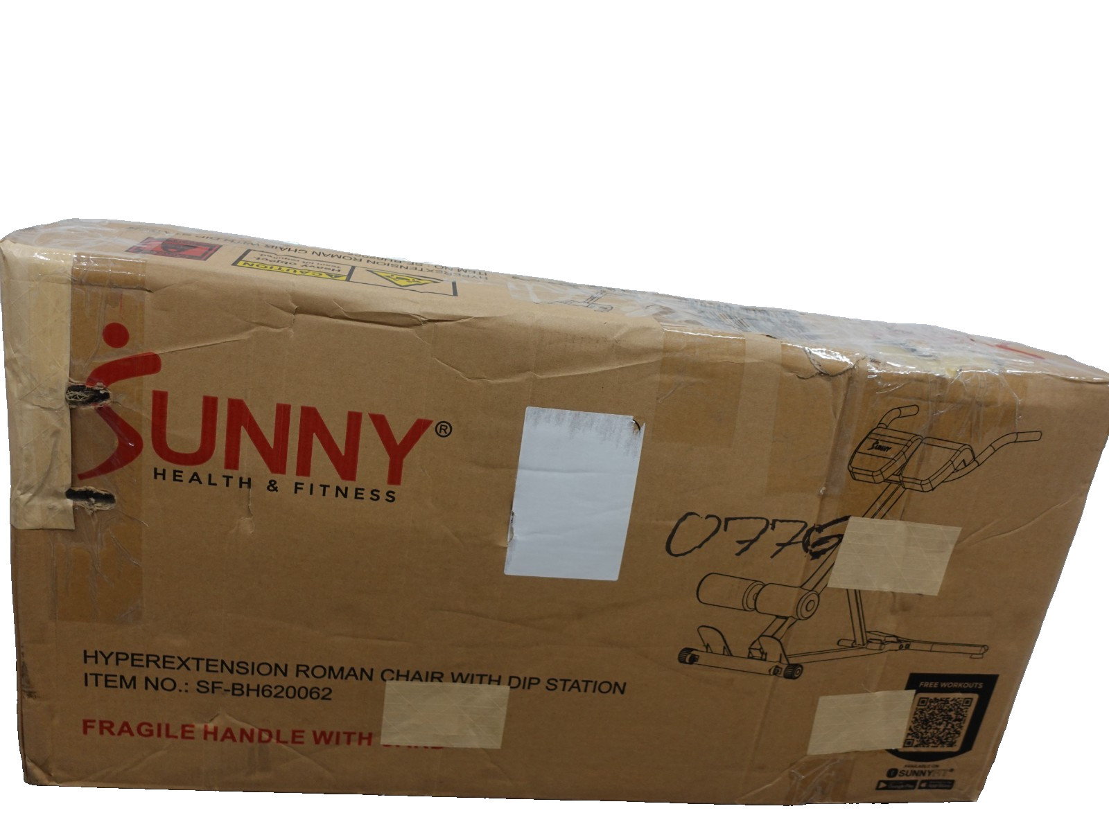 Sunny Health & Fitness Hyperextension Roman Chair with Dip Station