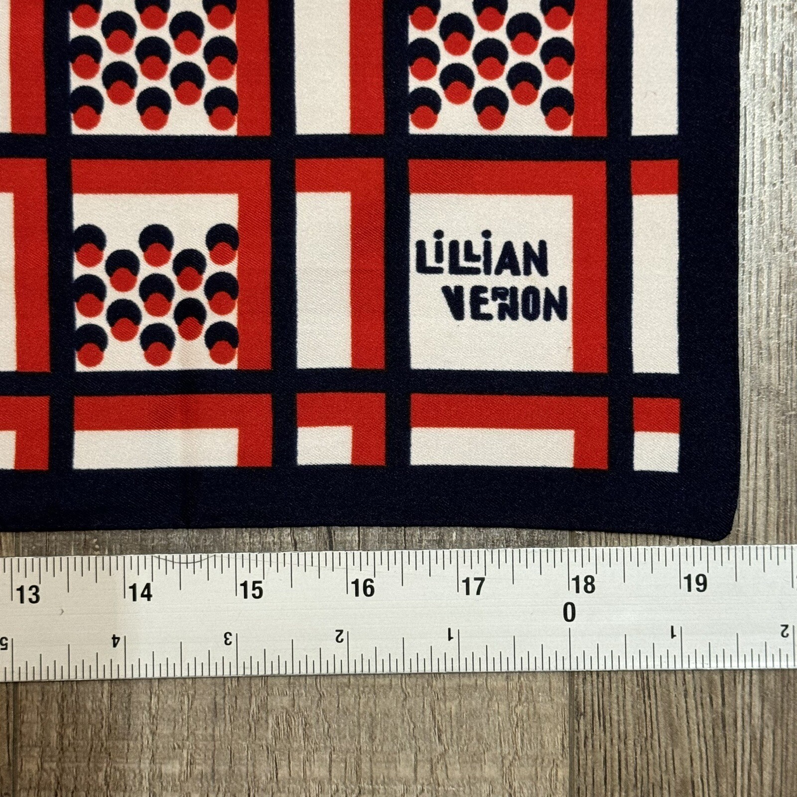 Vintage Lillian Vernon Scarf Red White Blue Geometric Made In Italy 19" Square