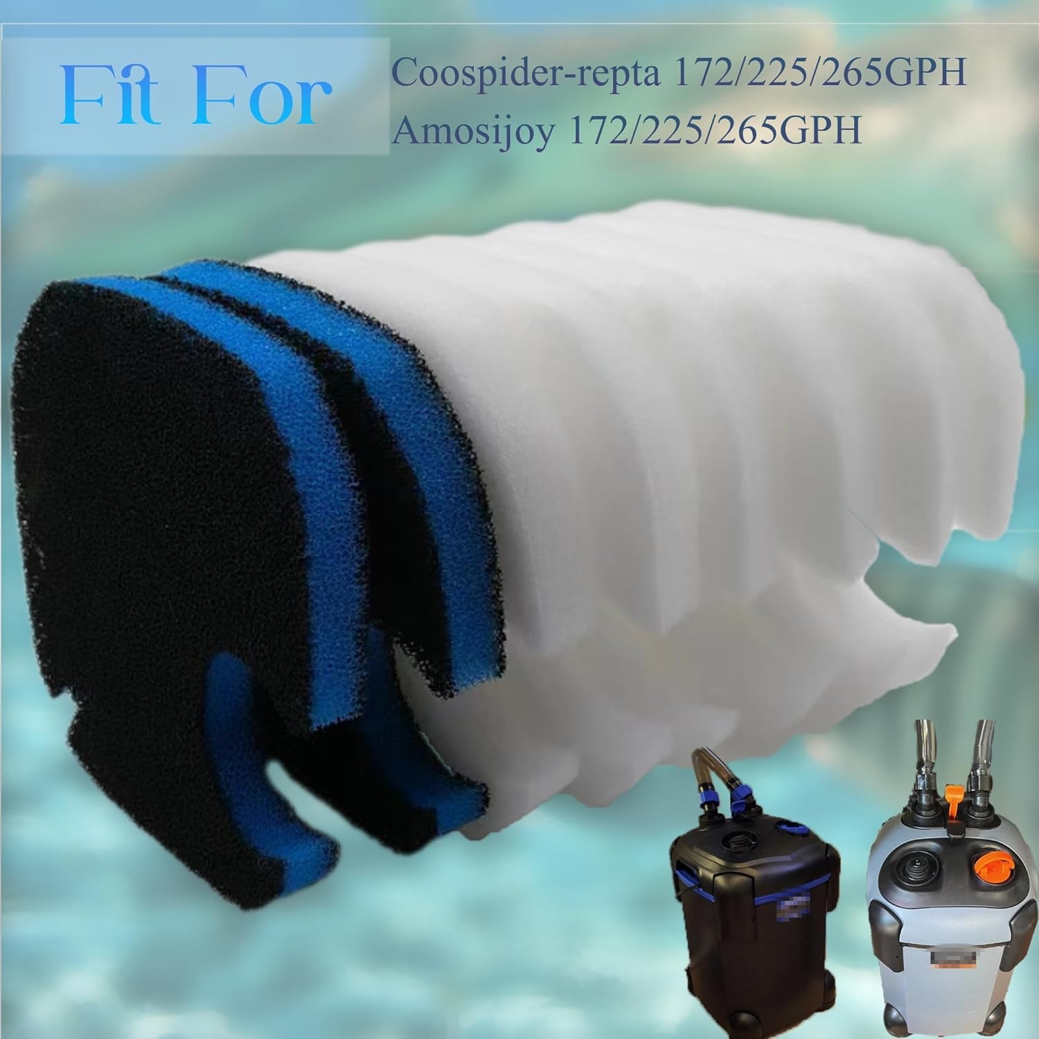 Replacement Canister Filter Regular (for 172/225/265 GPH), 2 Black + 6 White