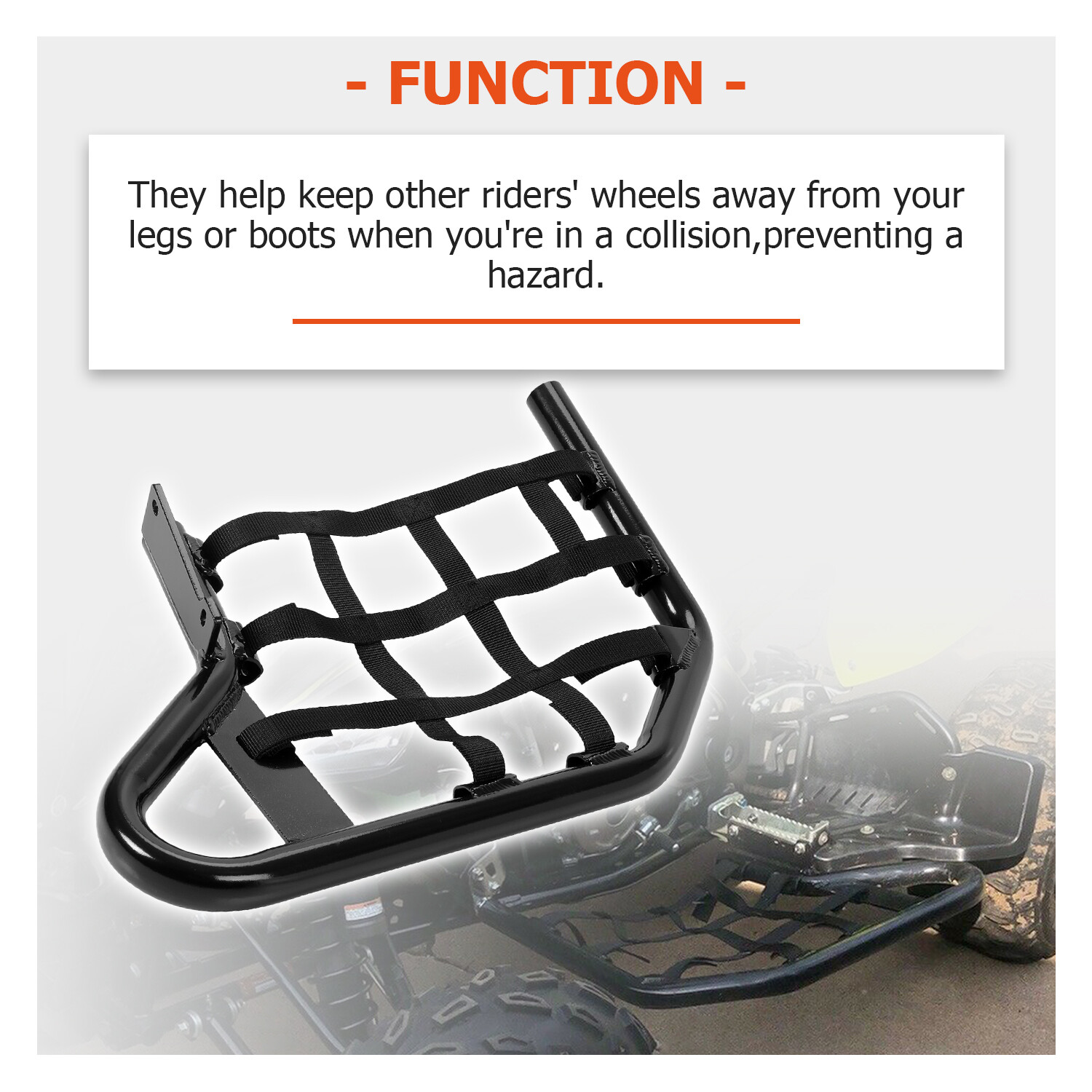 Nerf Bars For Yamaha Raptor 700 YFM 700 YFM700R Black W/ Black Net All Years