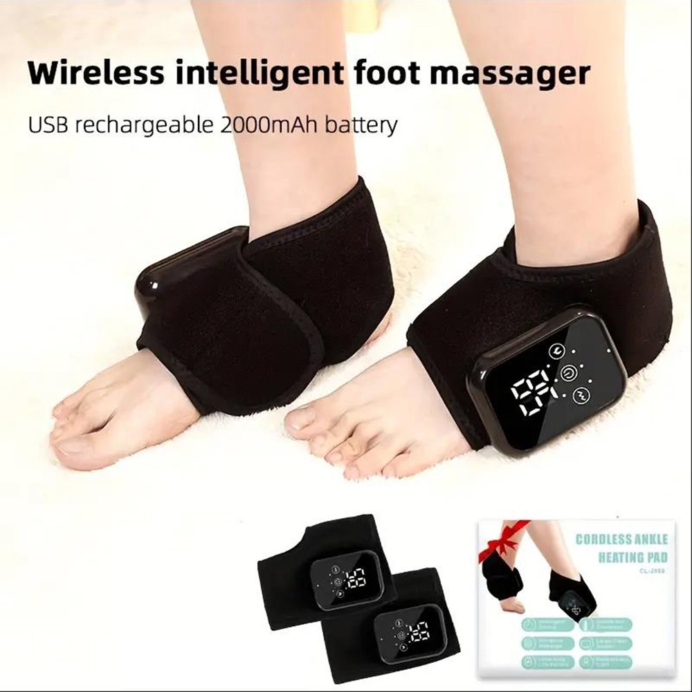 2x Electric Foot Ankle Massager Heating Vibration & Hot Compress Pain Relief