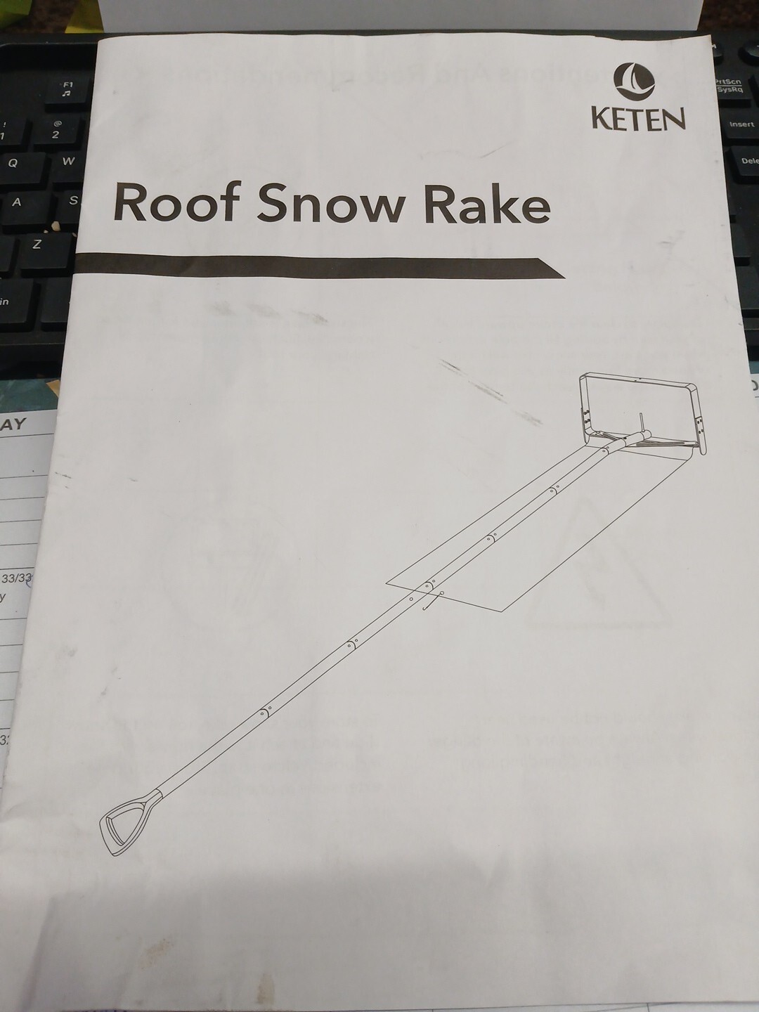 Keten Snow Roof Rake, 30FT Detachable Roof Rake for House Roof Snow Removal, 17”