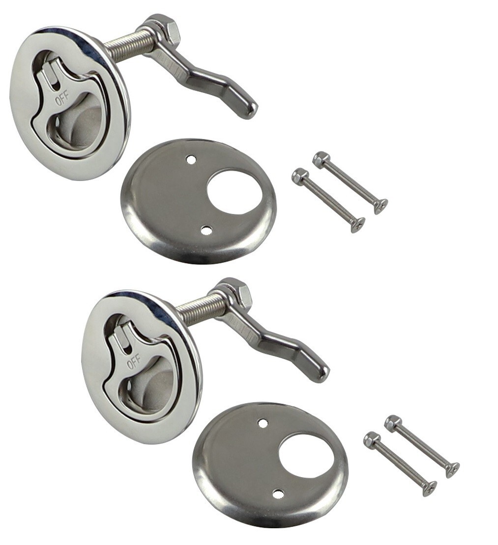 2Pcs 316 Stainless Steel Marine Boat Hatch Latch Turning Lift Handle Flush Mount