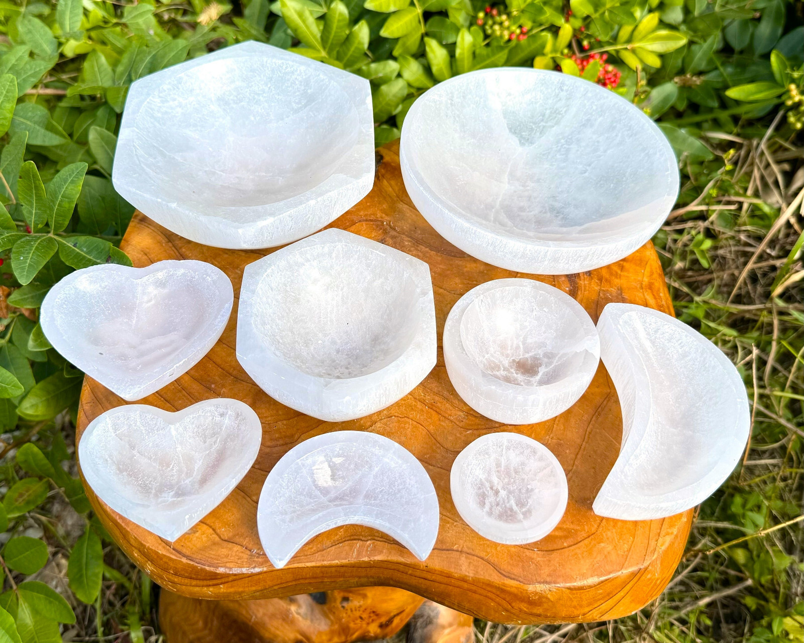 Selenite Crystal Charging Bowls - Choose Size & Shape (Polished Selenite Bowl)