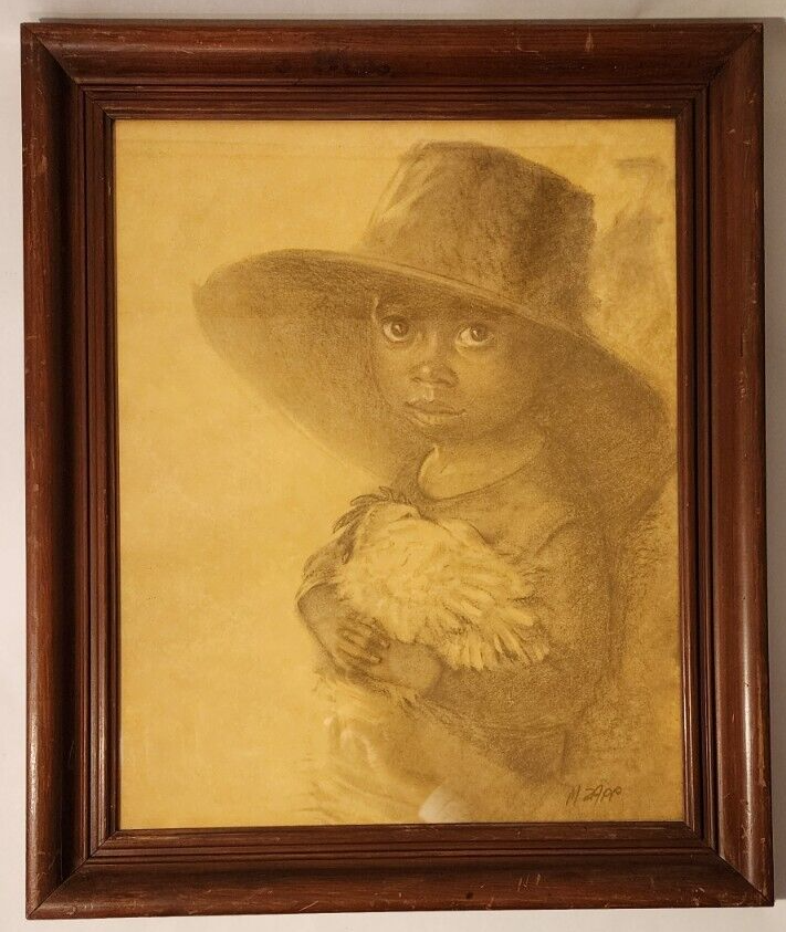 ORIGINAL MARILYN ZAPP DRAWING OF AN BLACK CHILD 16 X 20