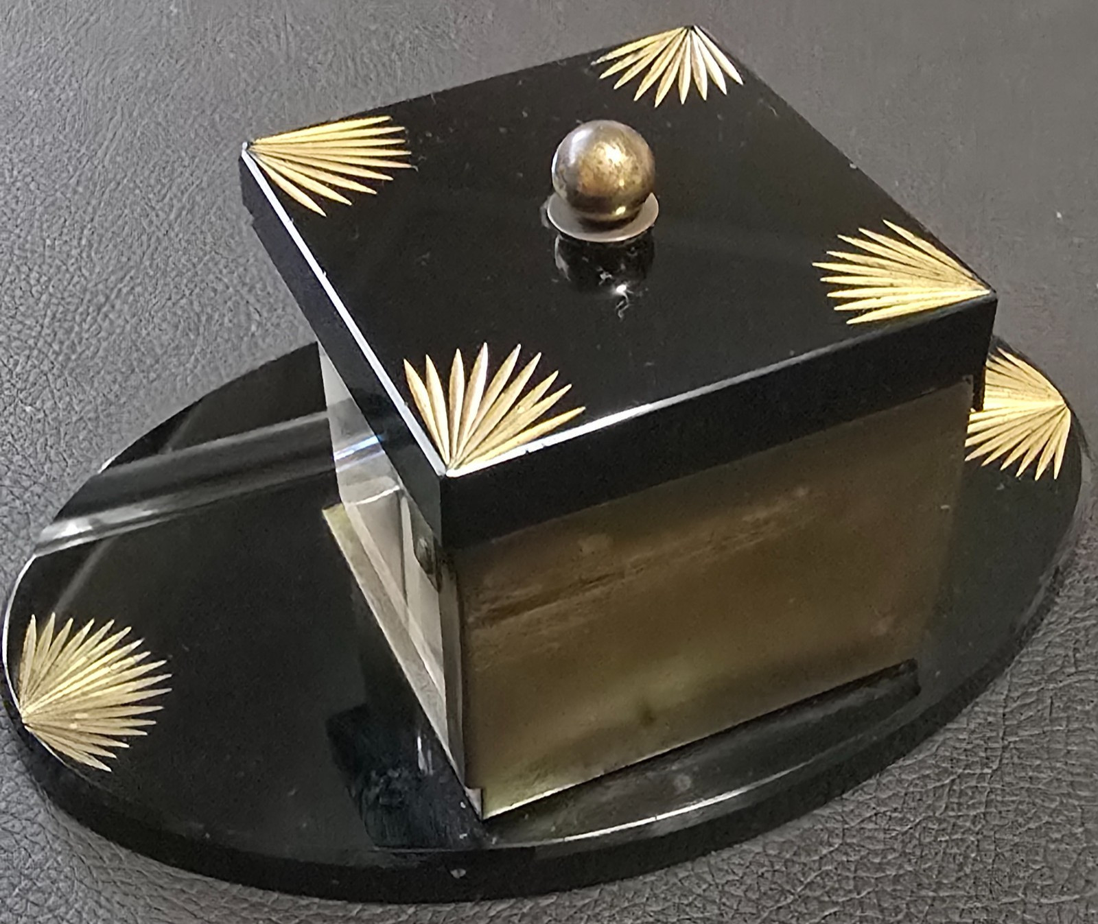 Antique Art Deco Desk Set, Calligraphy Set, Gold Sunburst Details, Stunning!