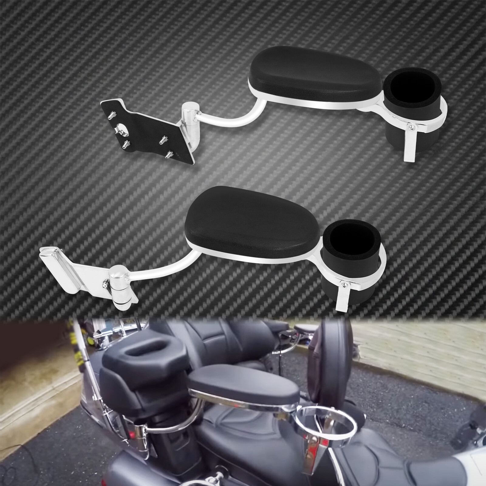 Rear Adjustable Passenger Armrests with Cut Holder Fit Fot Honda Gold Wing 1800