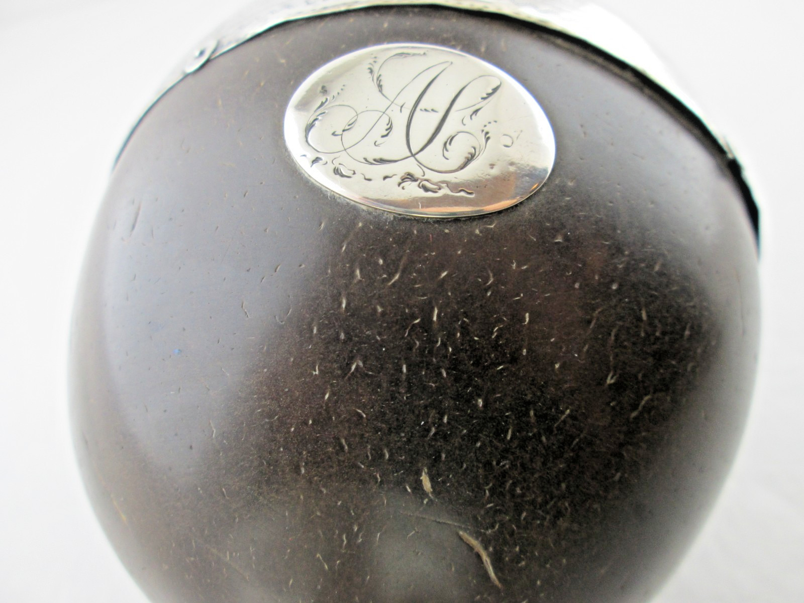 Antique English George III Appolone RUDKINS Sterling Silver Coconut Goblet