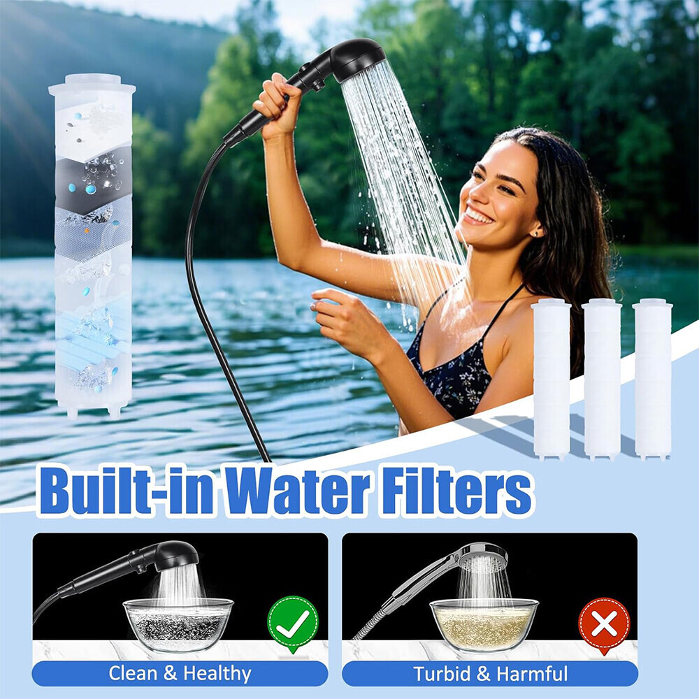 Portable Camping Shower Outdoor Camp Pump Rechargeable for Hiking Travel Beach