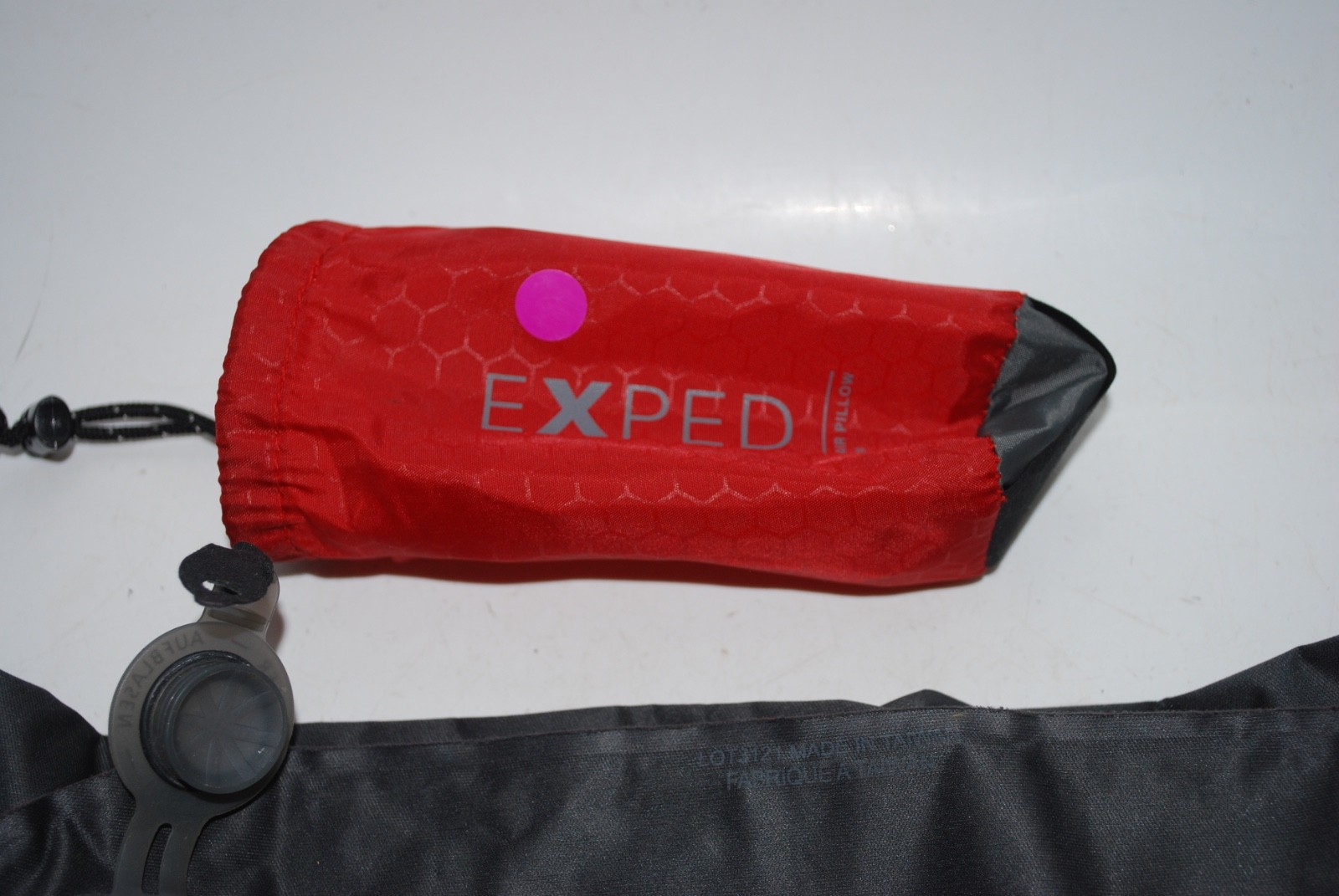 Exped Air Pillow Medium Red Gray with Carry Bag Used Camping Travel