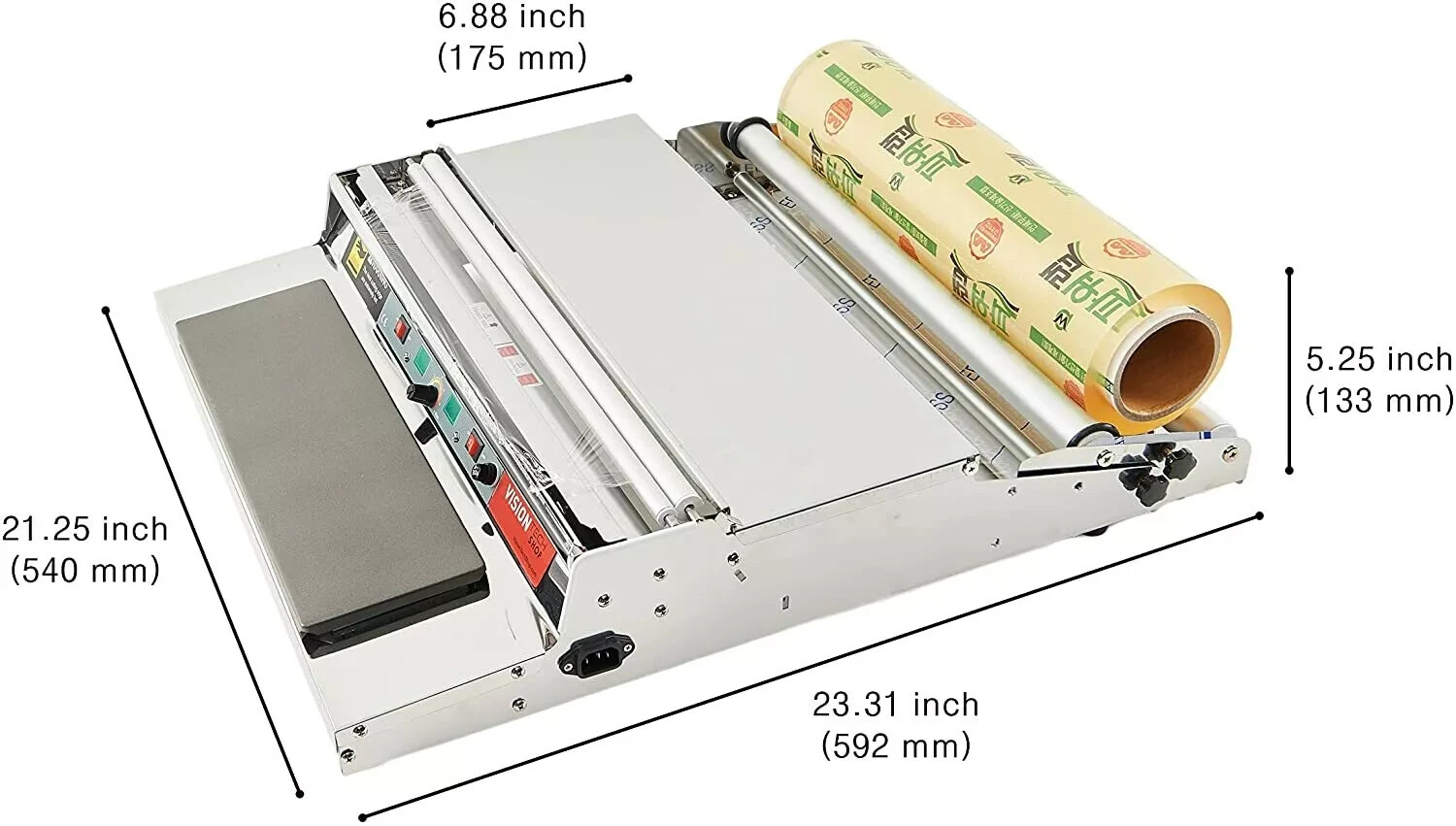 VTS VTH-500, 20Inch/ 500mm Food Wrapping Machine Film Wrapper for Food Packaging