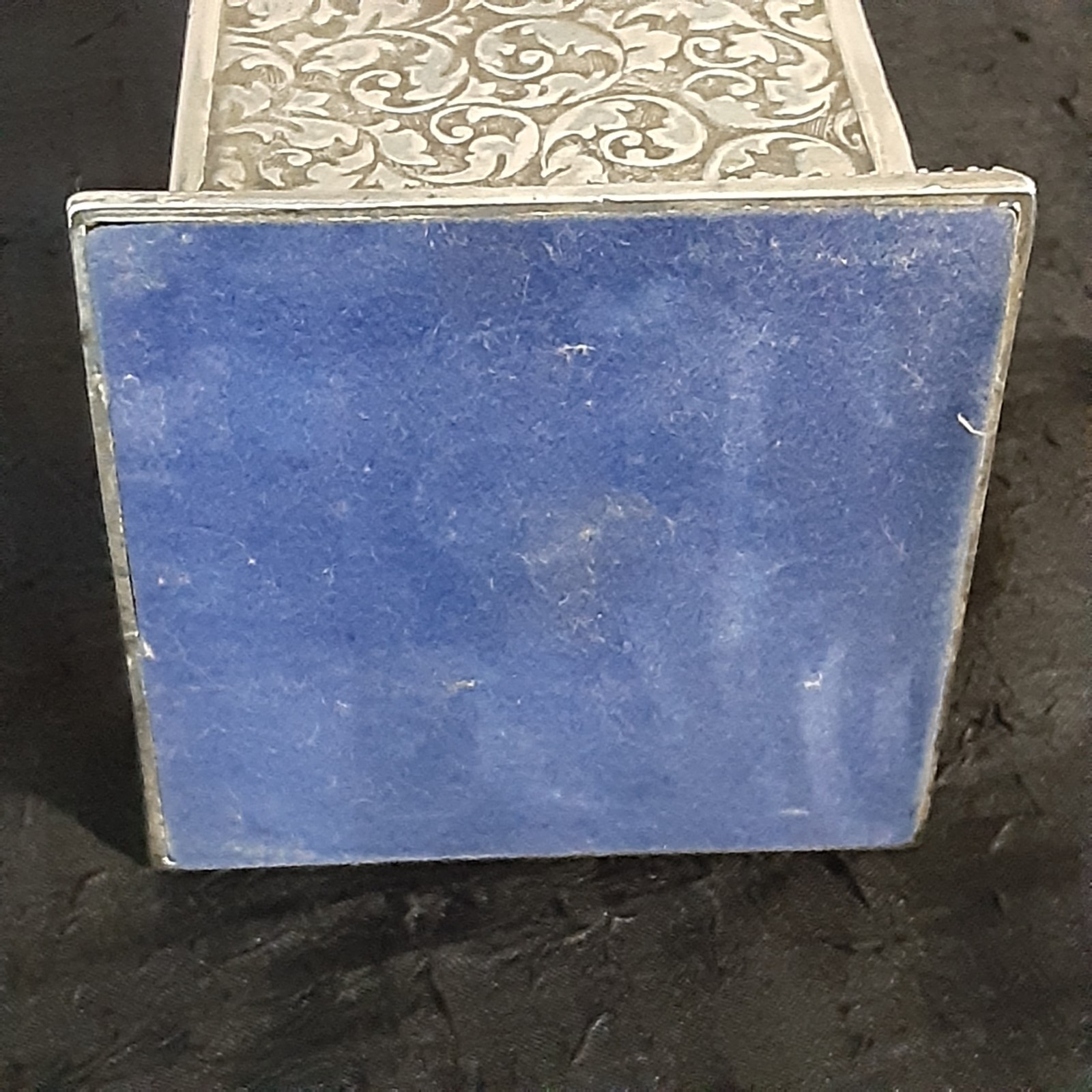 VTG Silver Plate Embossed Pen Pencil Stand Holder Square International Silver 4"