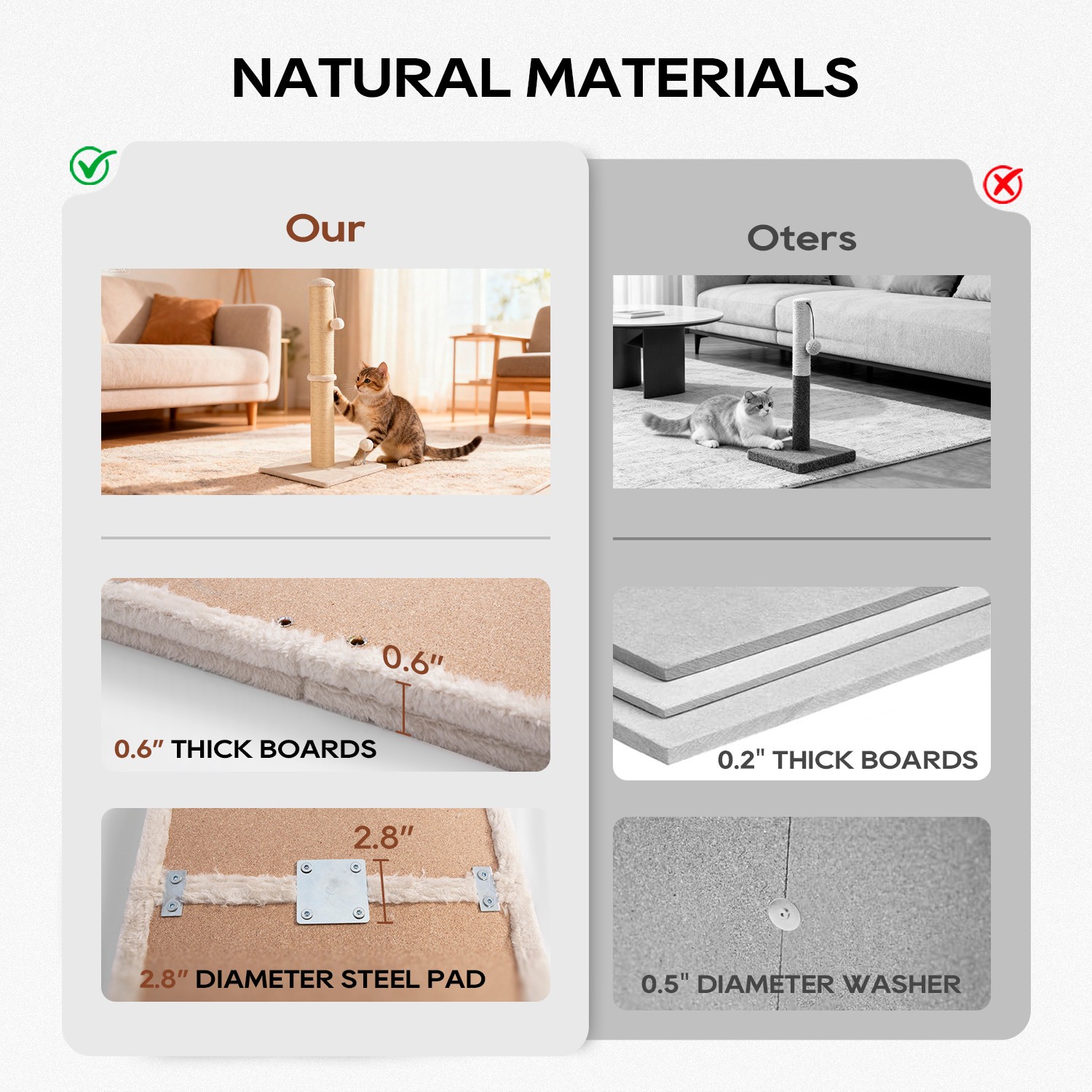 33 Inch Cat Scratching Post Cat Scratcher Natural Sisal Rope Scratch Post Trees