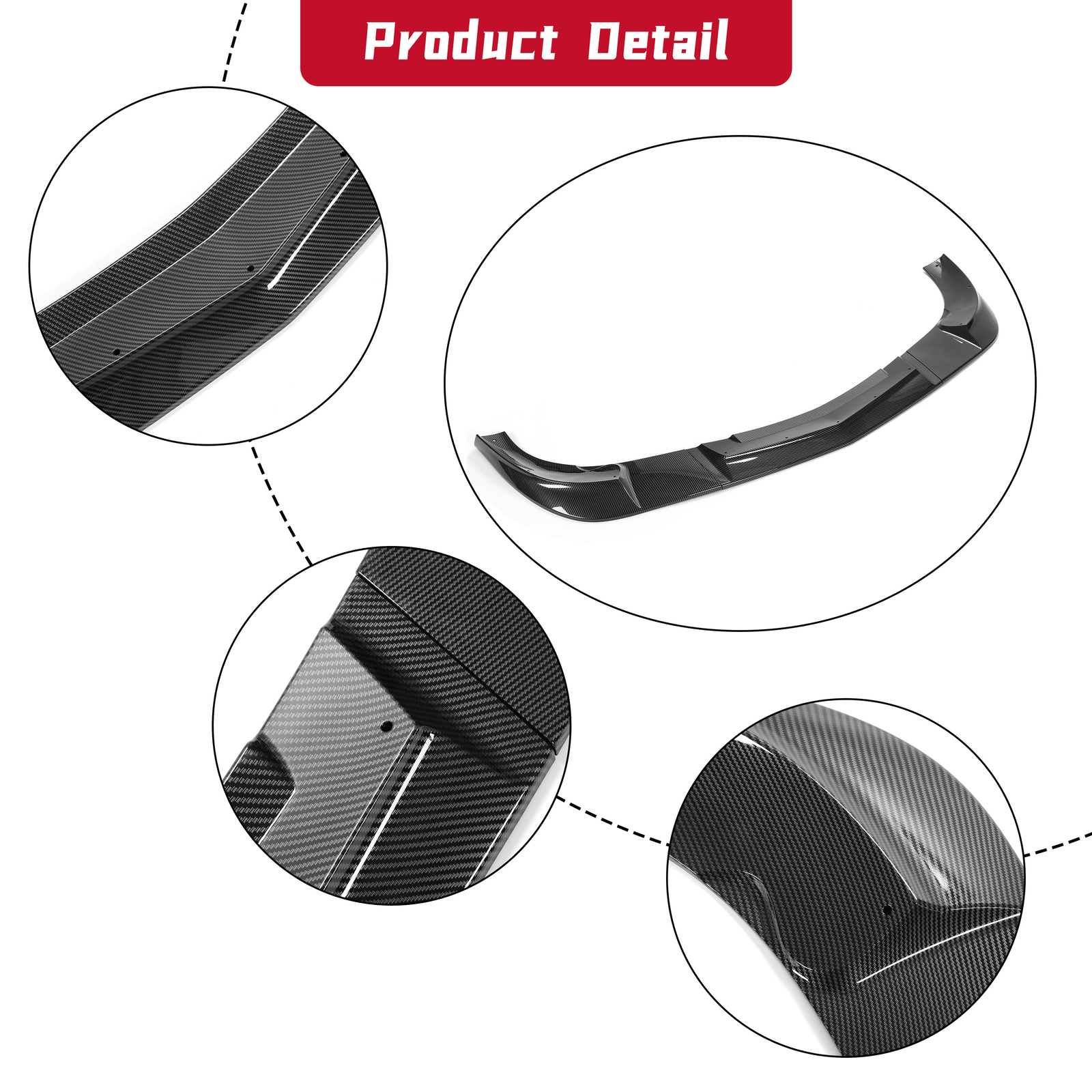 HECASA For 05-13 Corvette C6 Base Front Lip Splitter ZR1 Style Carbon Fiber Look