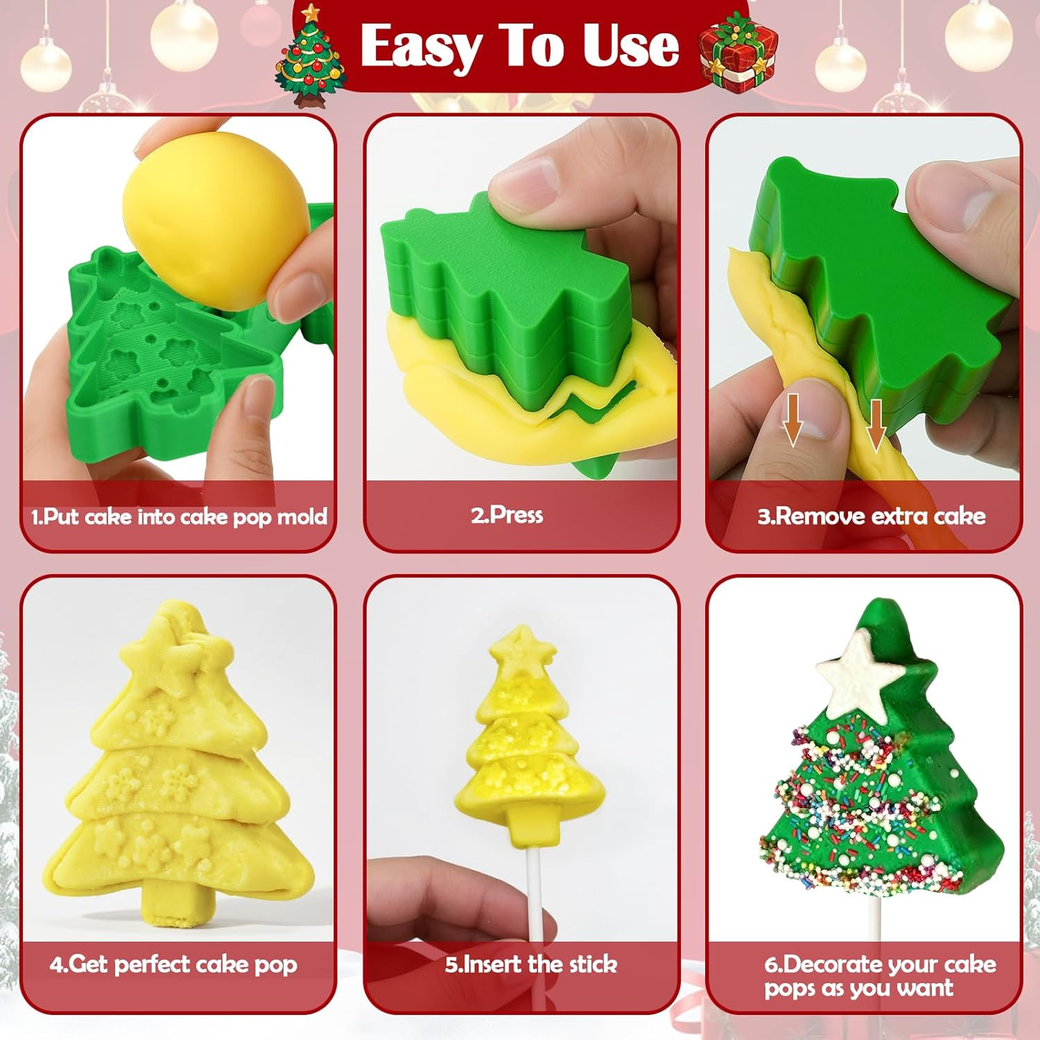 Christmas Cake Pop Mold Set with Snowflake & Gingerbread Shapes, 2 Pcs