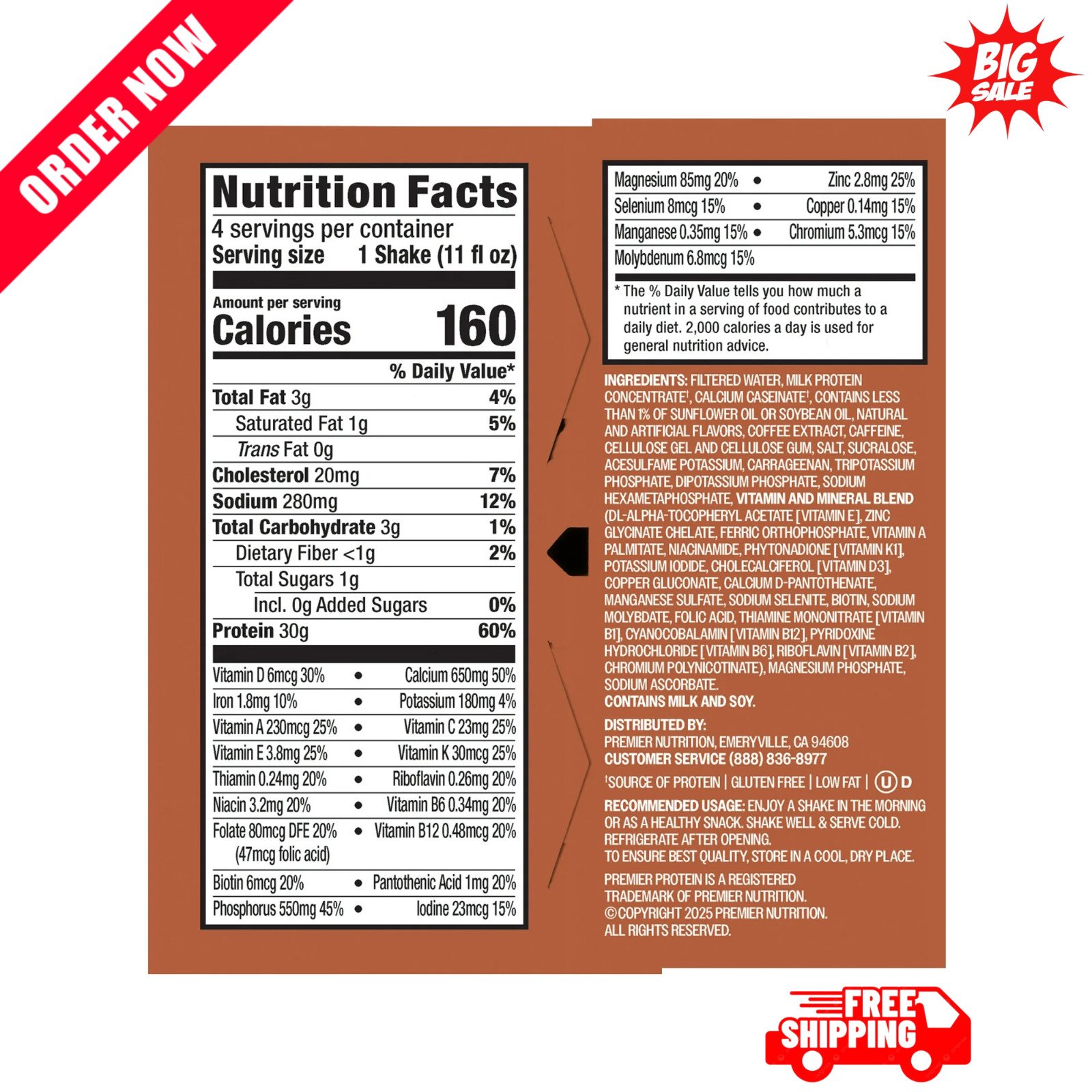 Premier Protein Shake, Coffeehouse Caramel Machiatto, 30g Protein, 11 Fl Oz, 4 C