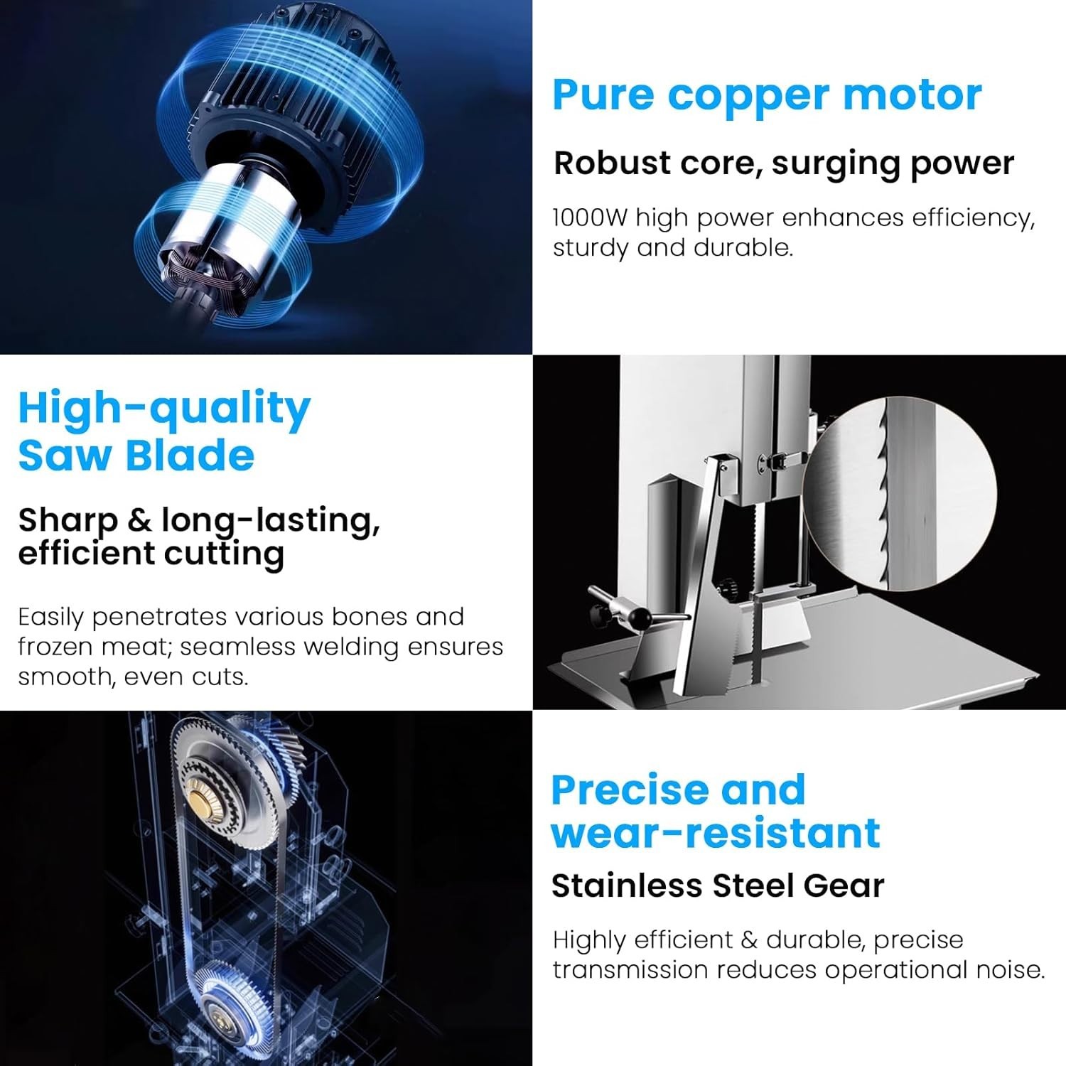 1000W Electric Bone & Meat Saw Machine Frozen Meat Cutter for butcher 8 Blades