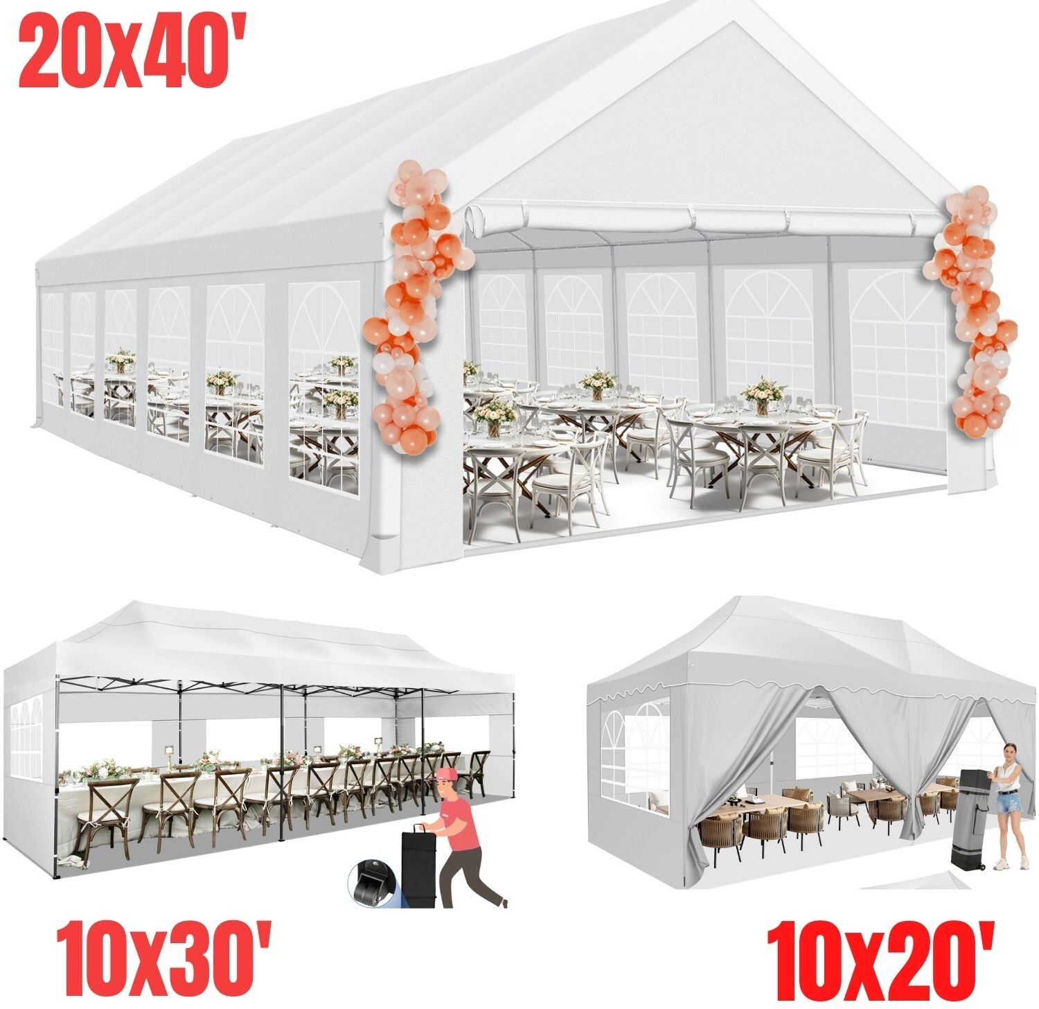 20'x40'、20'x30'10x30' Outdoor Party Tent Heavy Duty Wedding Event Gazebo Canopy
