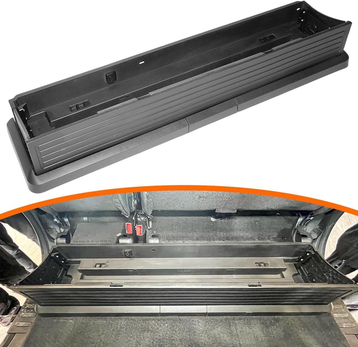 Upgraded Folding Under Rear Seat Storage Box for 2015-2024 Ford F150 Cargo Black