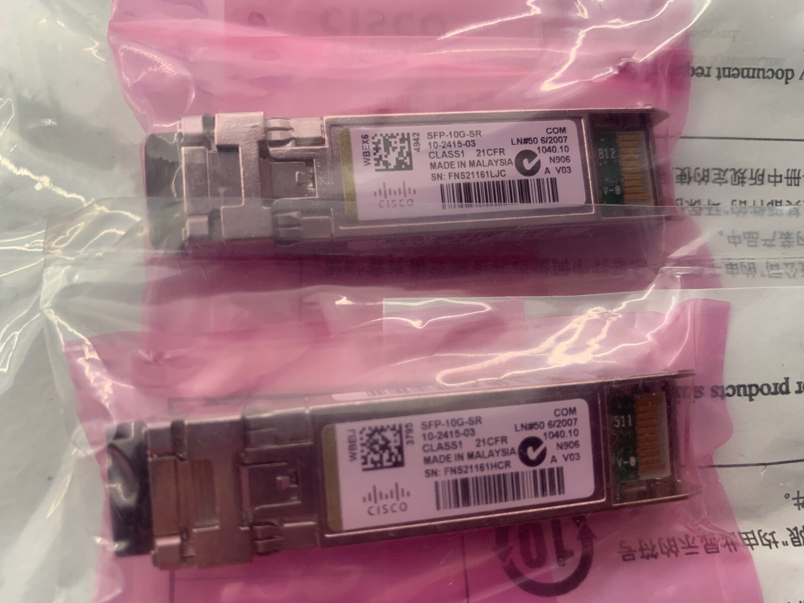 Cisco SFP-10G-SR SFP+ MMF 10GBase-SR 850nm Transceiver Module 1 Year Warranty