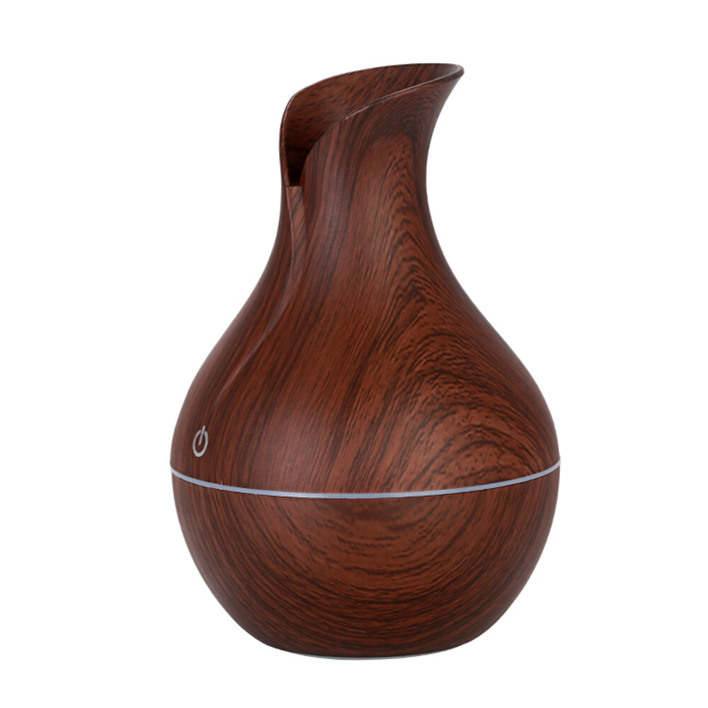 Essential Oil Diffuser Humidifier Aromatherapy Walnut Wood Grain Vase Aroma LED