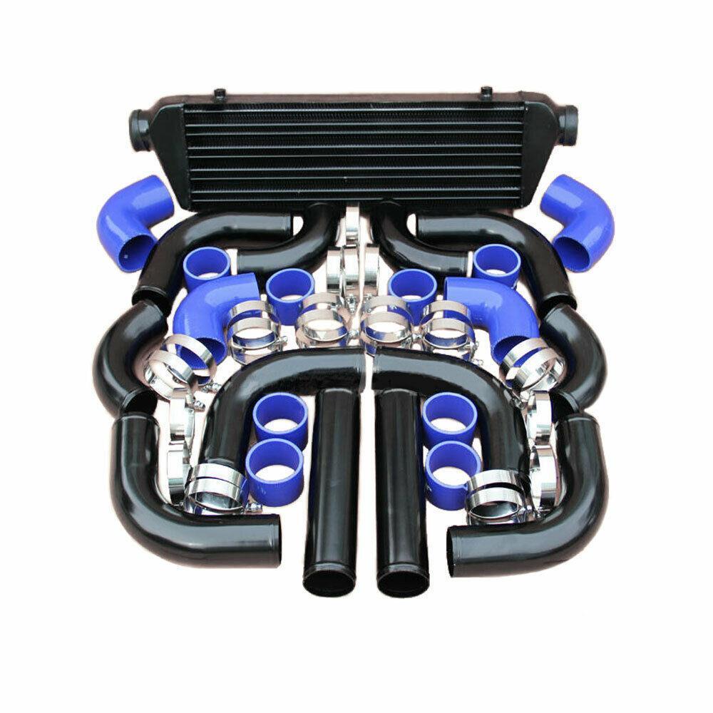 Universal Aluminum 12Pcs 2.5" COUPLER/PIPING/BLACK INTERCOOLER KIT/T-Bolt CLAMPS