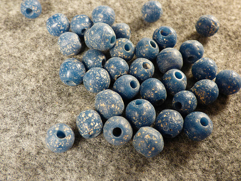 (10) Huron Indian Sky Blue Glass Old Style Trade Beads w/Patina Fur Trade 1800's