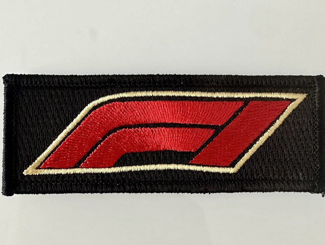 F1 RACING BLACK GOLD Iron on PATCH 1.5” H X 3” L