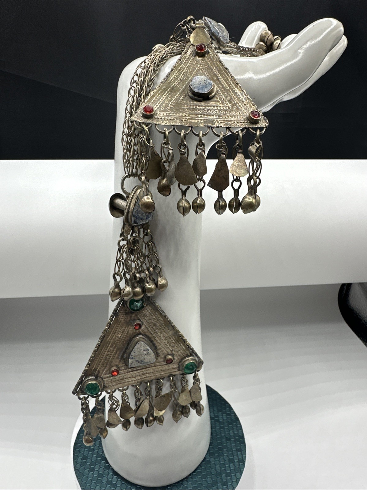 Vtg Tribal Kuchi MultiStones and Alpaca Hair Piece. Sonorous rattling.See pics.