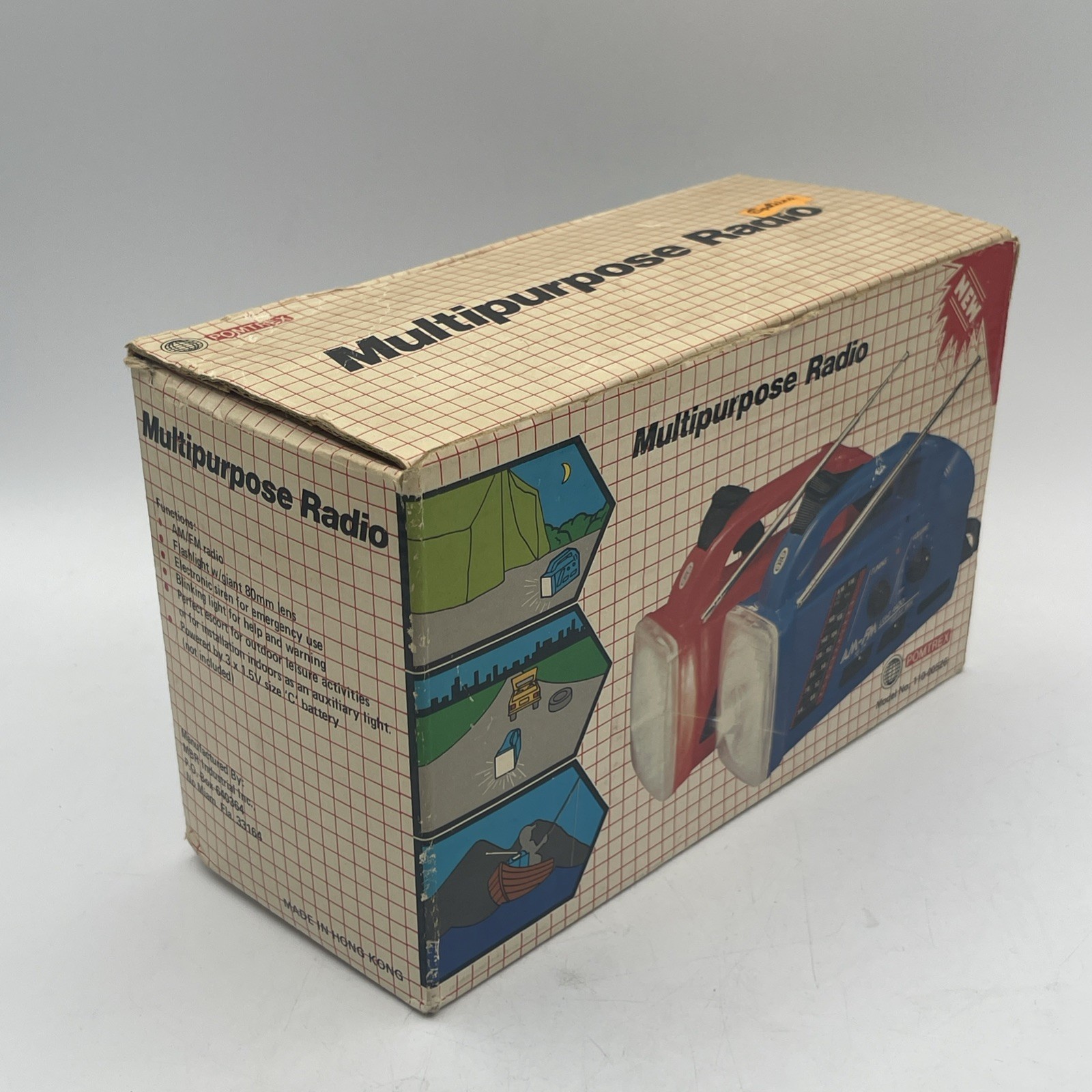 Vintage Pomtrex Multipurpose Radio Flashlight AM/FM Yellow 100-00526 Hong Kong