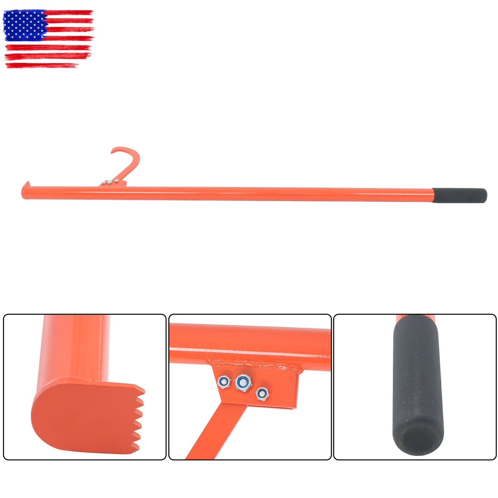 58in Felled Cant Hook Logging Tool - Steel Log Roller Tool W/ Rubber handle