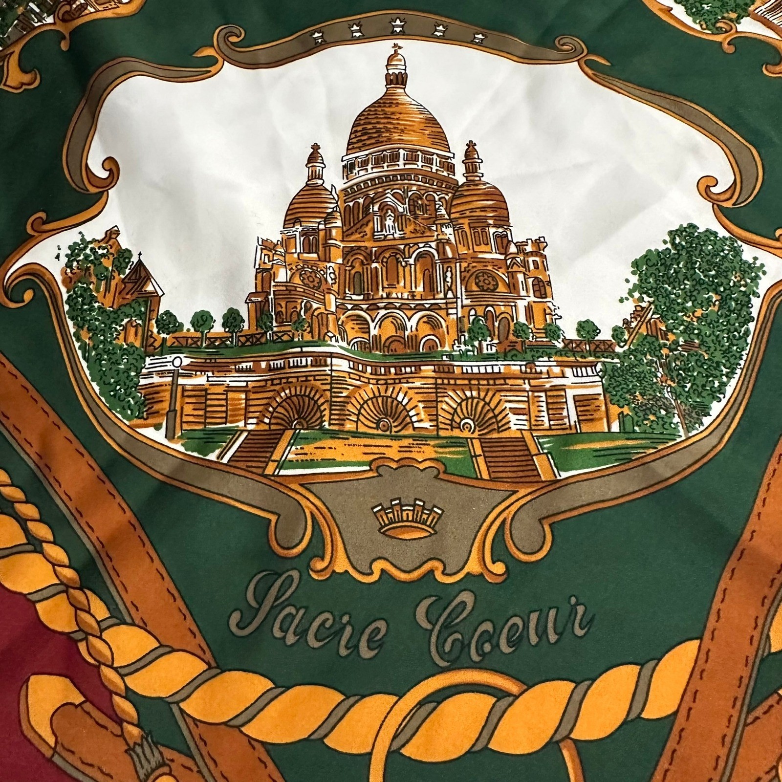 Womens Vintage Paris Scarf Souvenir De Paris Eiffel Tower Landmarks Parisian