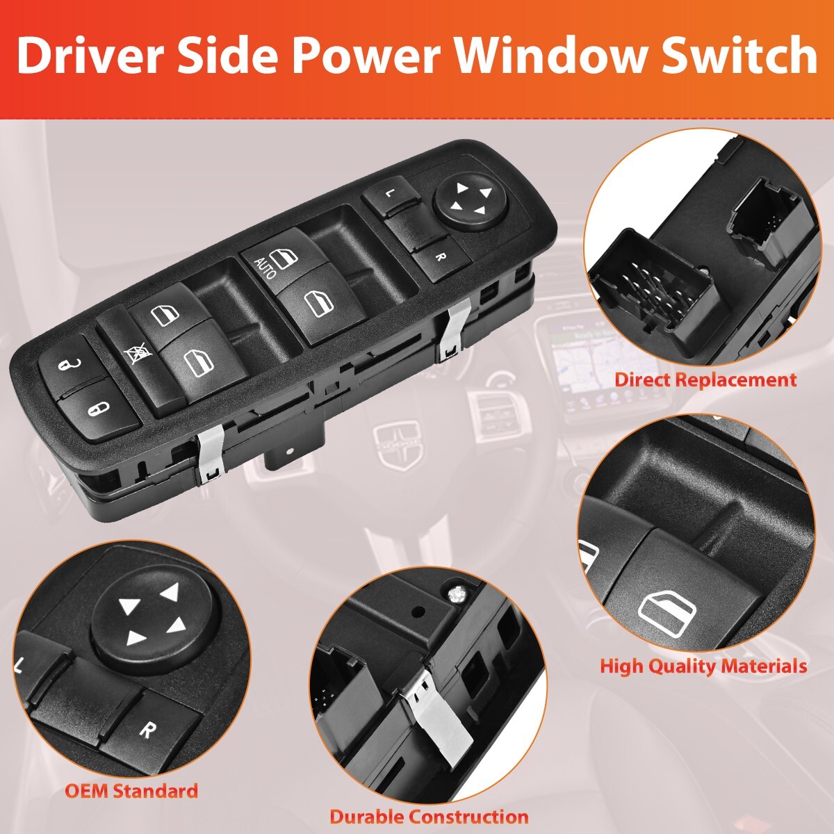 Driver Side Master Power Window Switch 68084001AD for 2011-2016 Dodge Journey