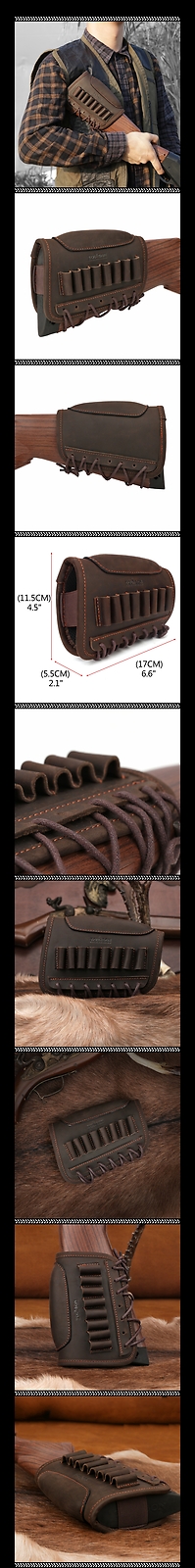 TOURBON Hunting Cheek Rest Riser Rifle Cartridges Ammo Holster Buttstock Sleeve