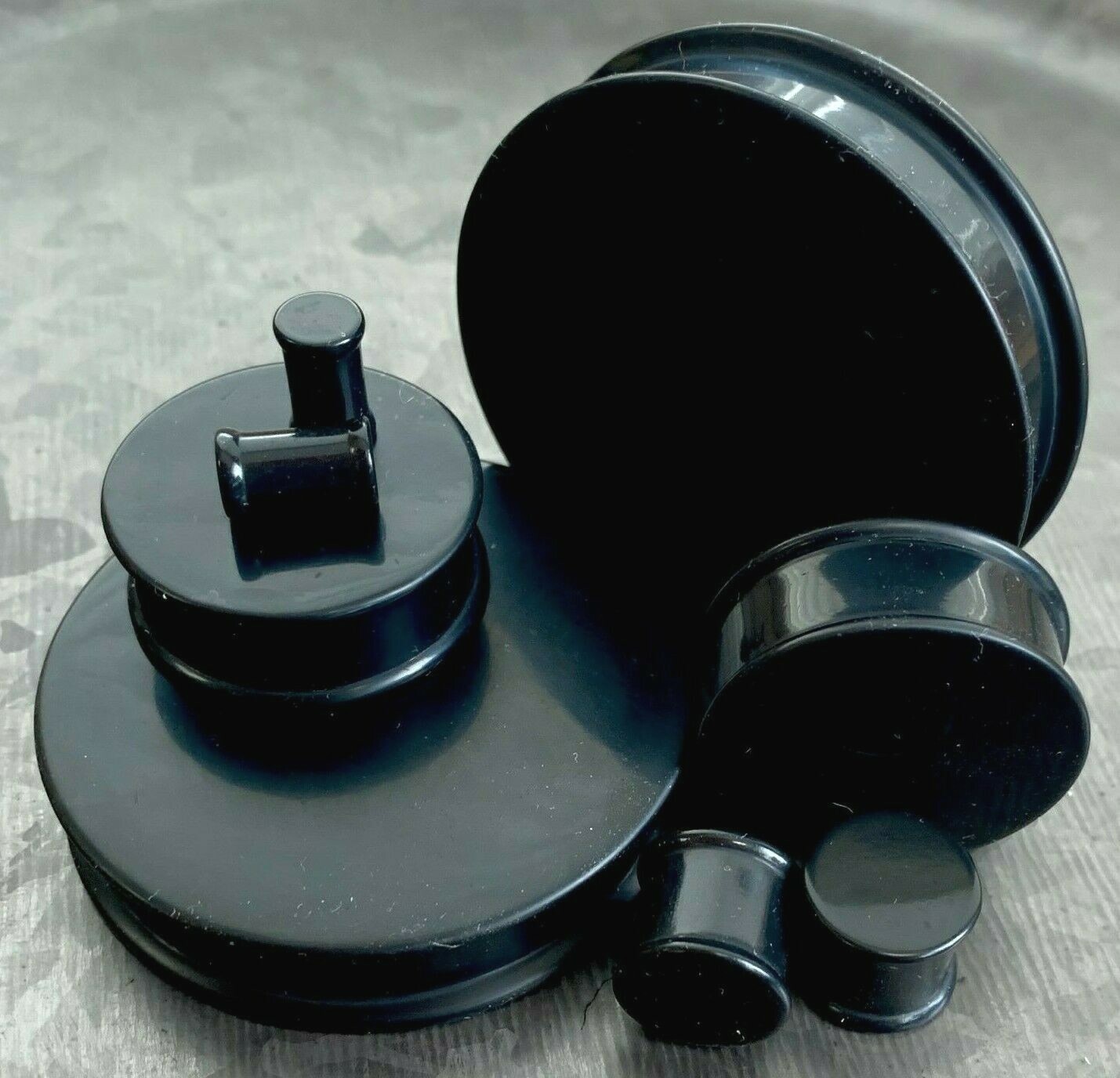 PAIR Black Solid Silicone Plugs Double Flare Tunnels Earlet Gauges up to 2 inch!